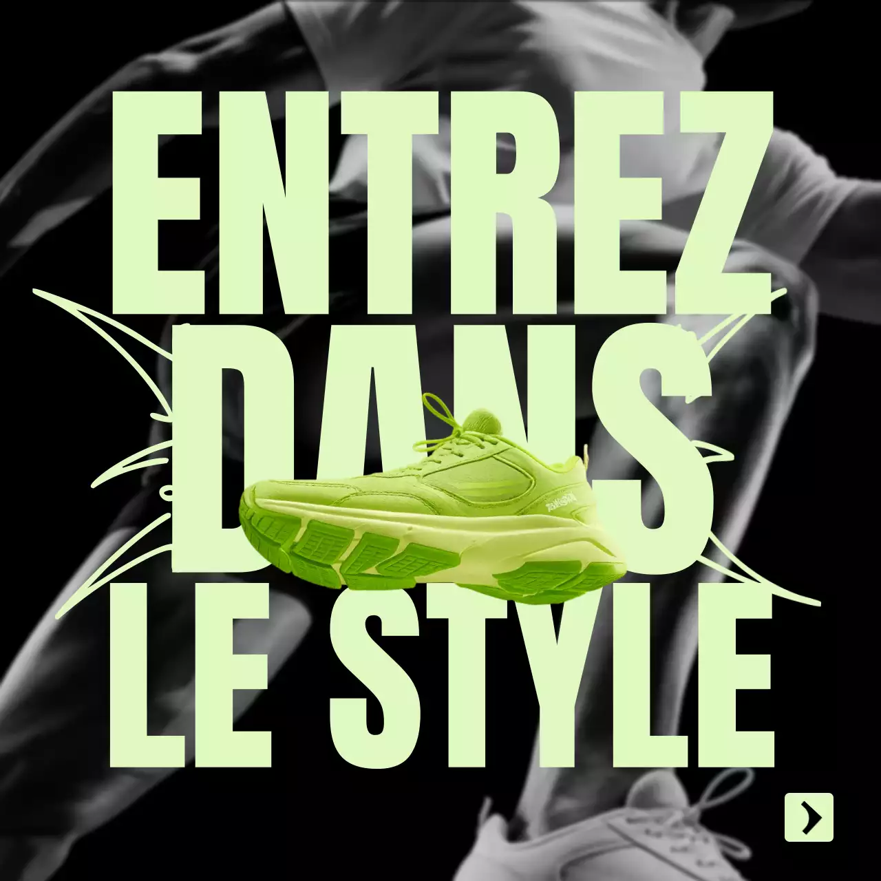 promotion de baskets audacieuses au néon