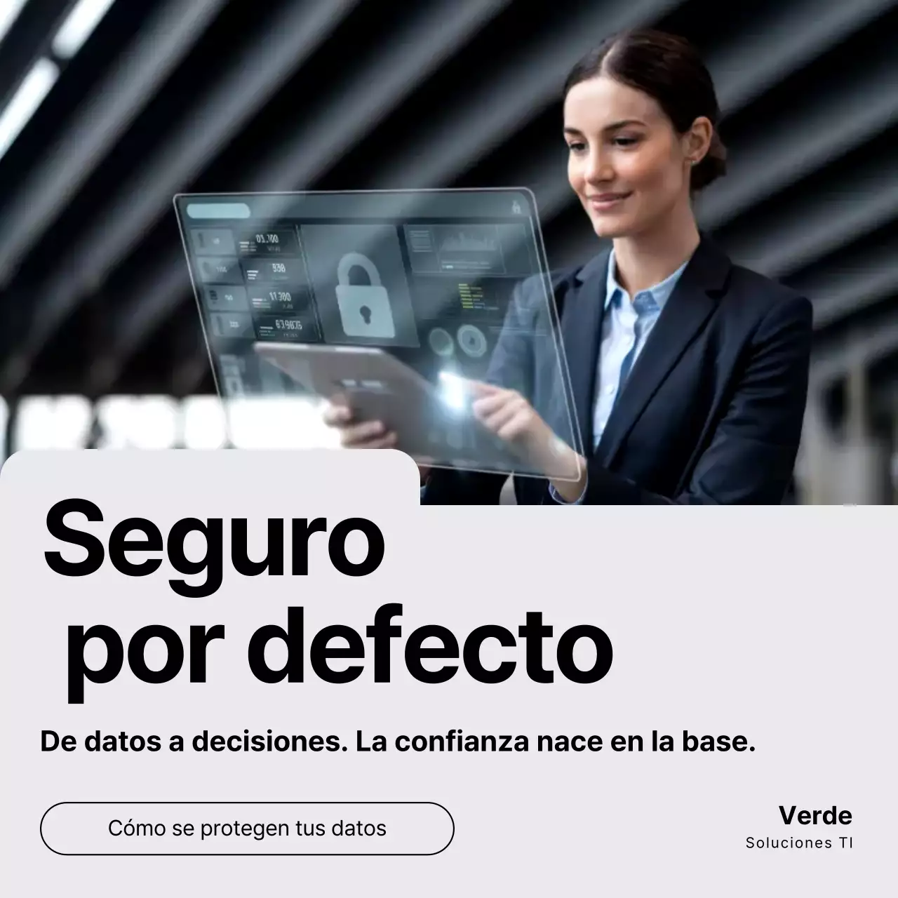 Publicación de Instagram sobre la promoción de ciberseguridad moderna y gris