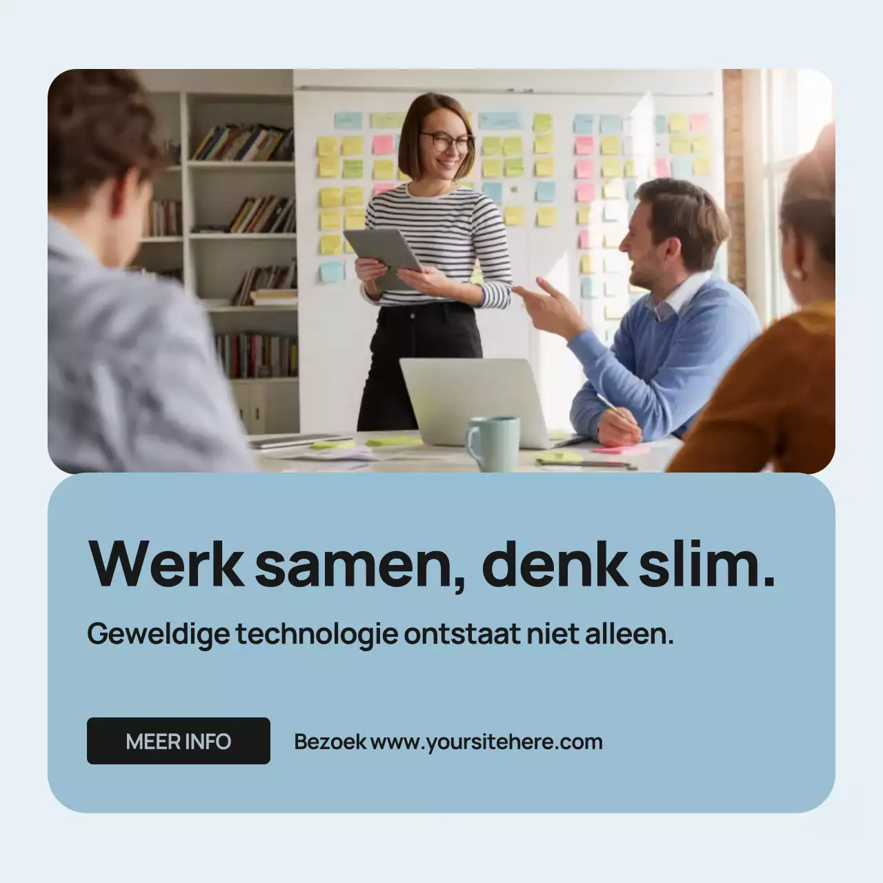Blauwe moderne teamwerk promotie Instagram-post