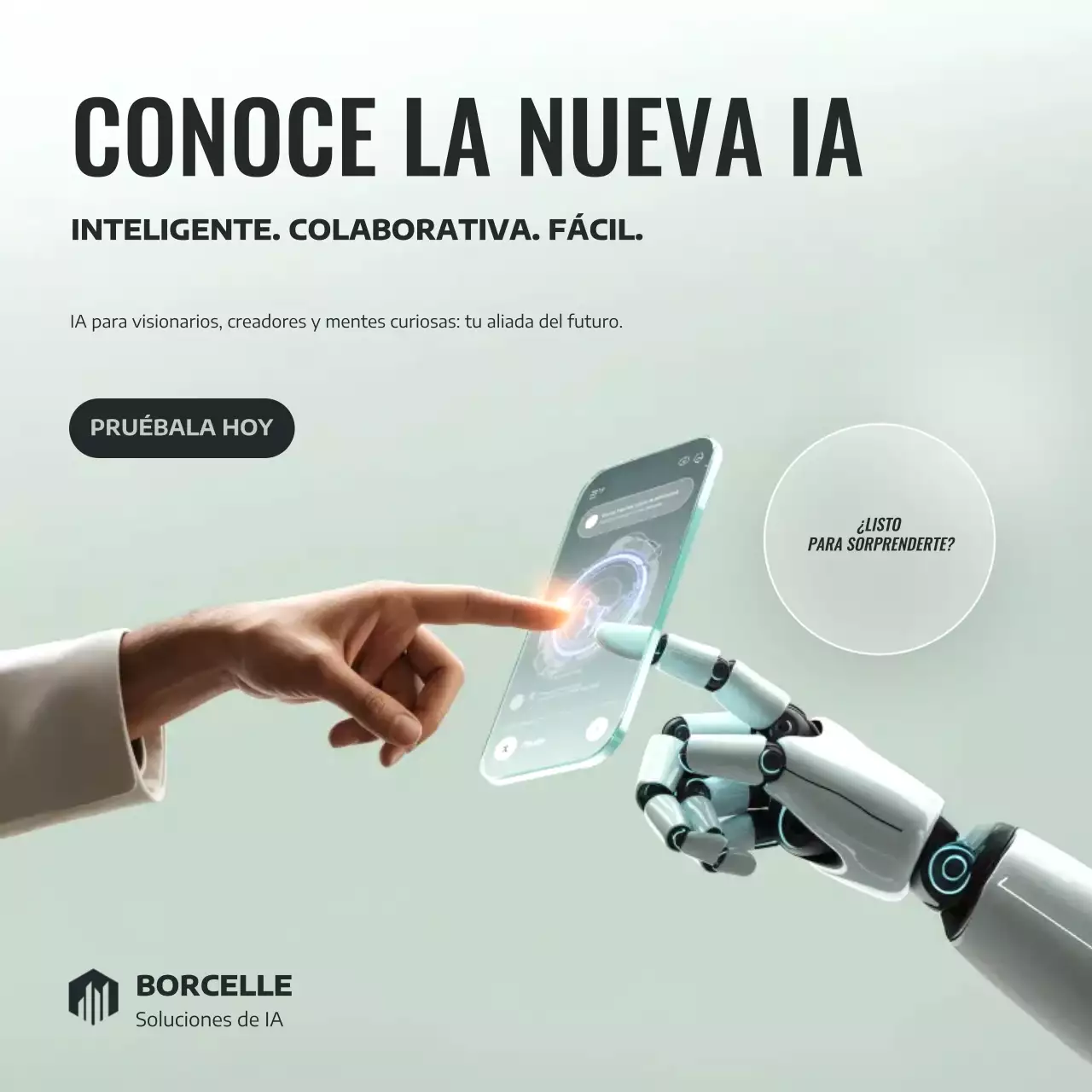 Publicación de Instagram sobre la promoción de inteligencia artificial moderna y gris