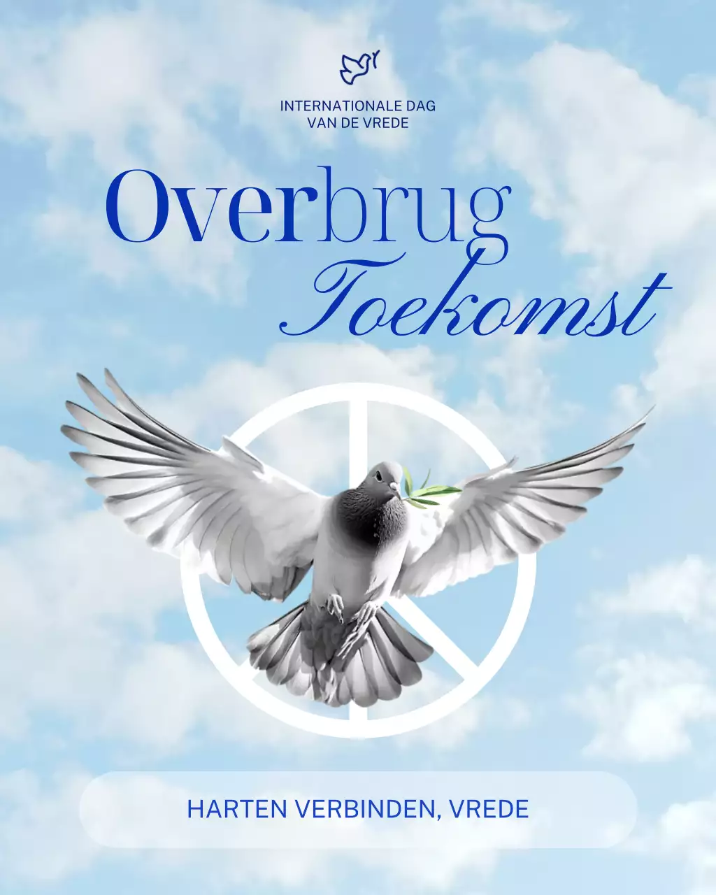 Blauwe en witte elegante Instagram-post voor Internationale Vredesdag