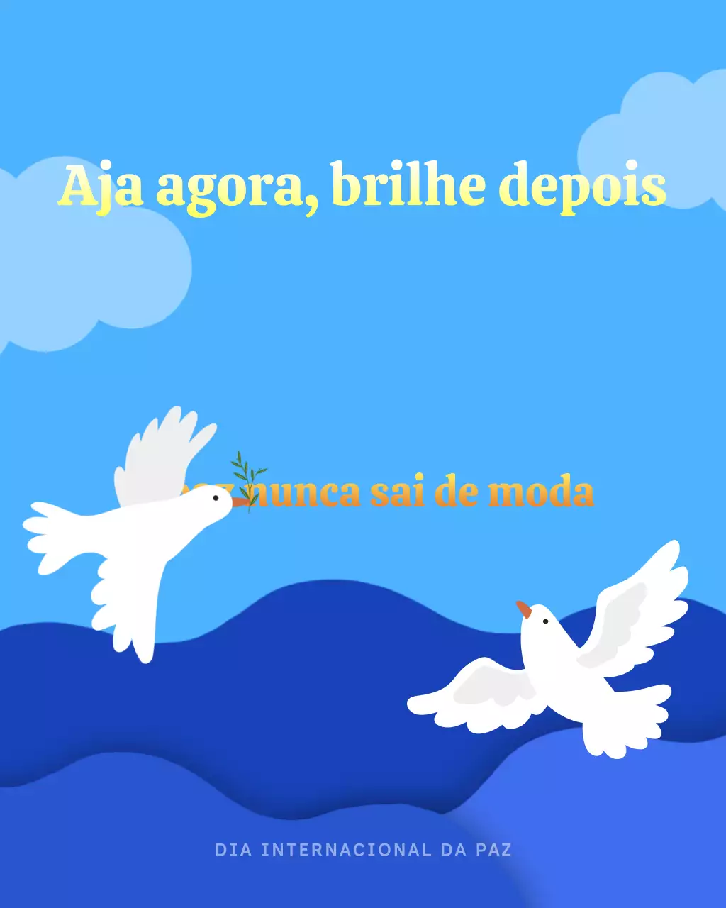 Postagem ilustrativa azul do Instagram sobre o Dia Internacional da Paz