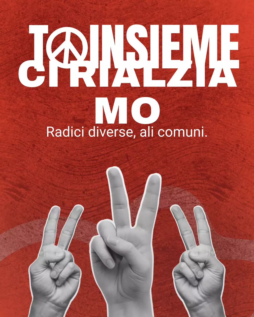 Post Instagram in grassetto arancione e bianco per la Giornata internazionale della pace