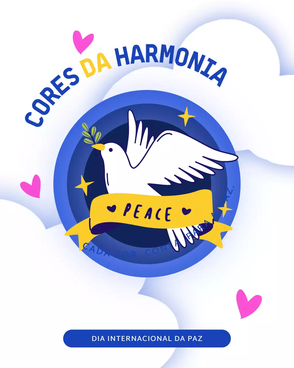 Postagem ilustrativa moderna em branco e azul do Dia Internacional da Paz no Instagram
