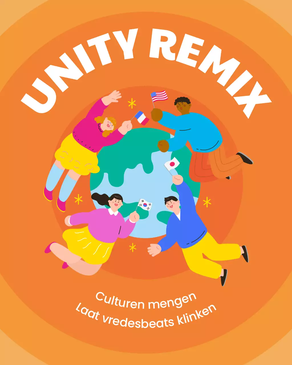 Oranje Illustratieve Instagram-post voor Internationale Vredesdag