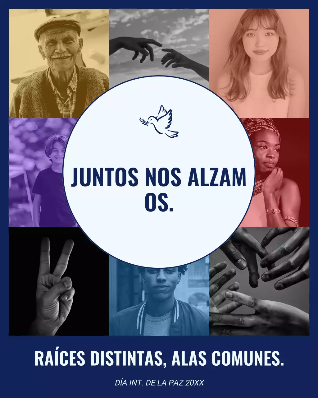 Publicación de Instagram del Día Internacional de la Paz moderna y audaz en azul y blanco