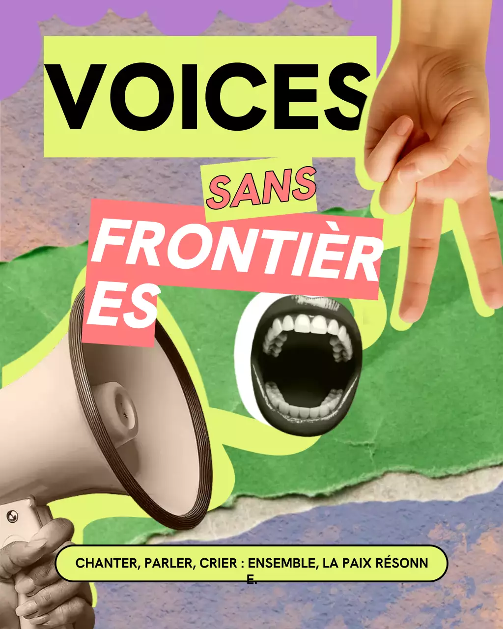 Collage vert et rose anti-design Journée internationale de la paix