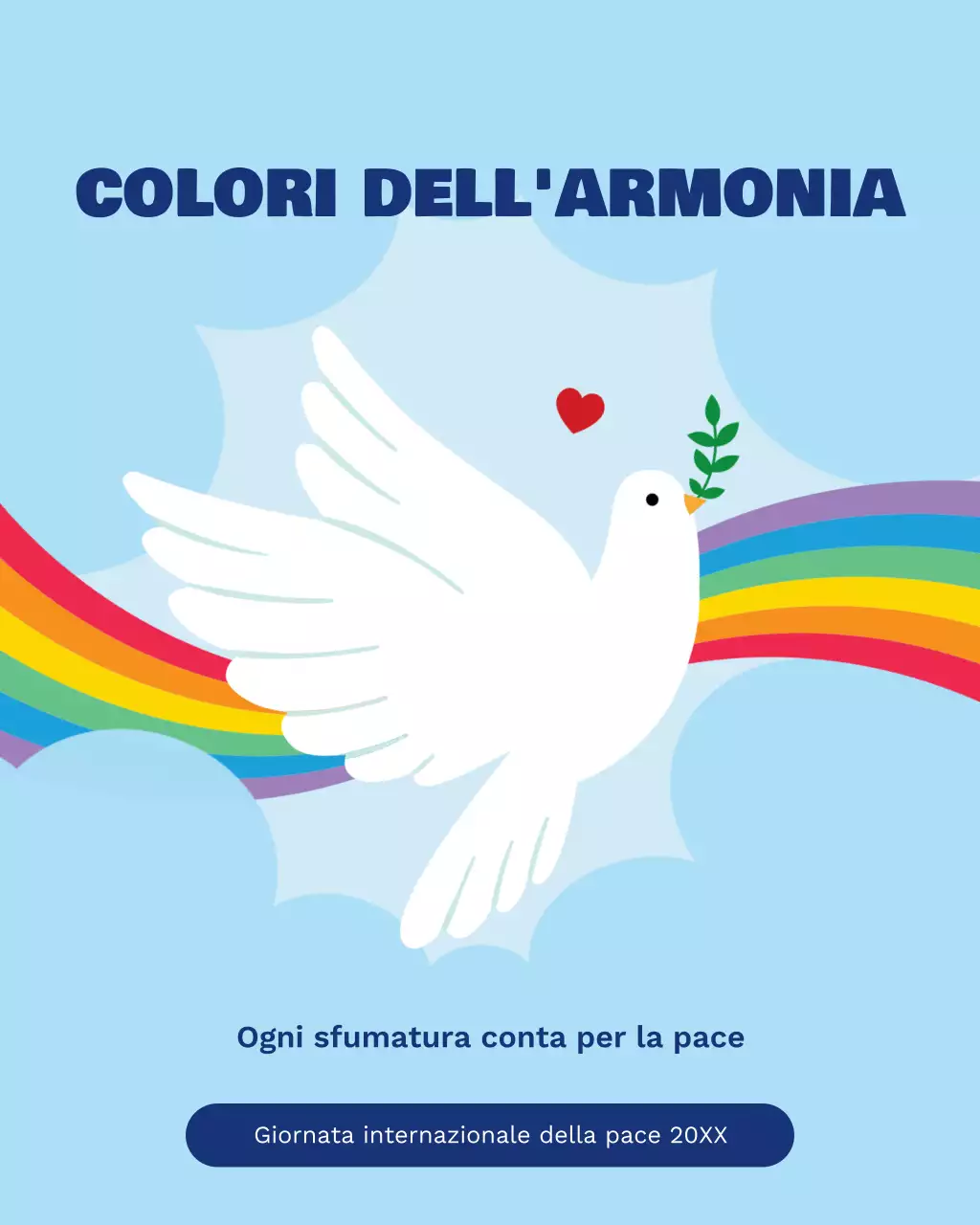 Post Instagram illustrativo blu per la Giornata internazionale della pace