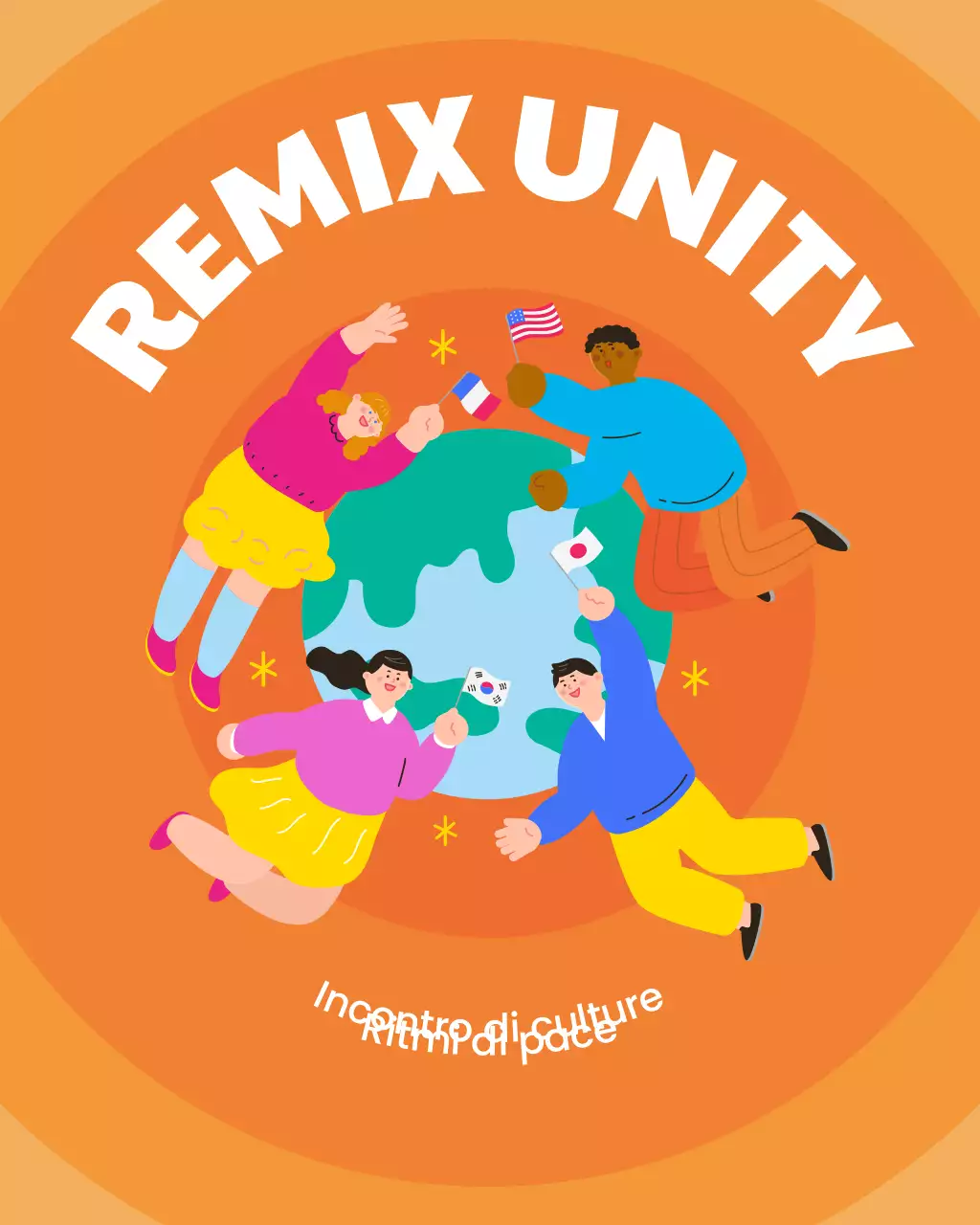 Post Instagram illustrativo arancione per la Giornata internazionale della pace