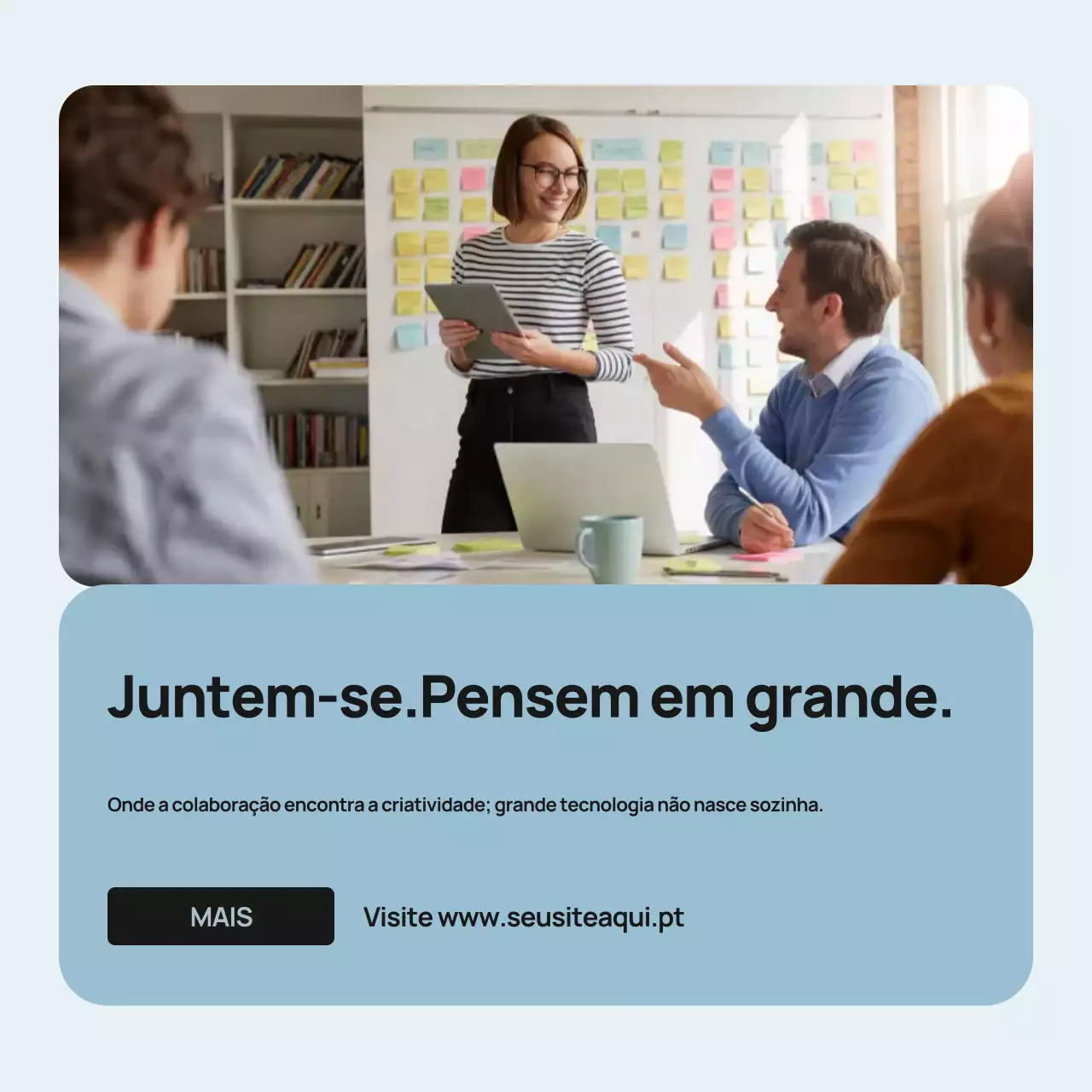 Postagem de promoção de trabalho em equipe moderno em azul no Instagram