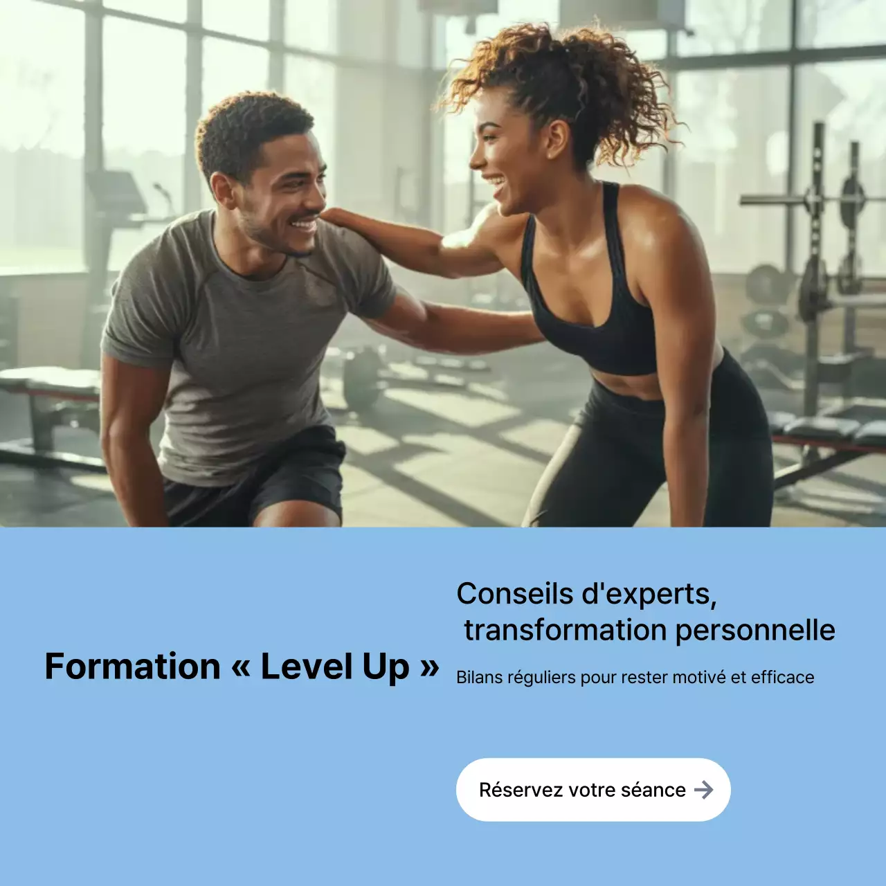 promotion de fitness moderne bleu