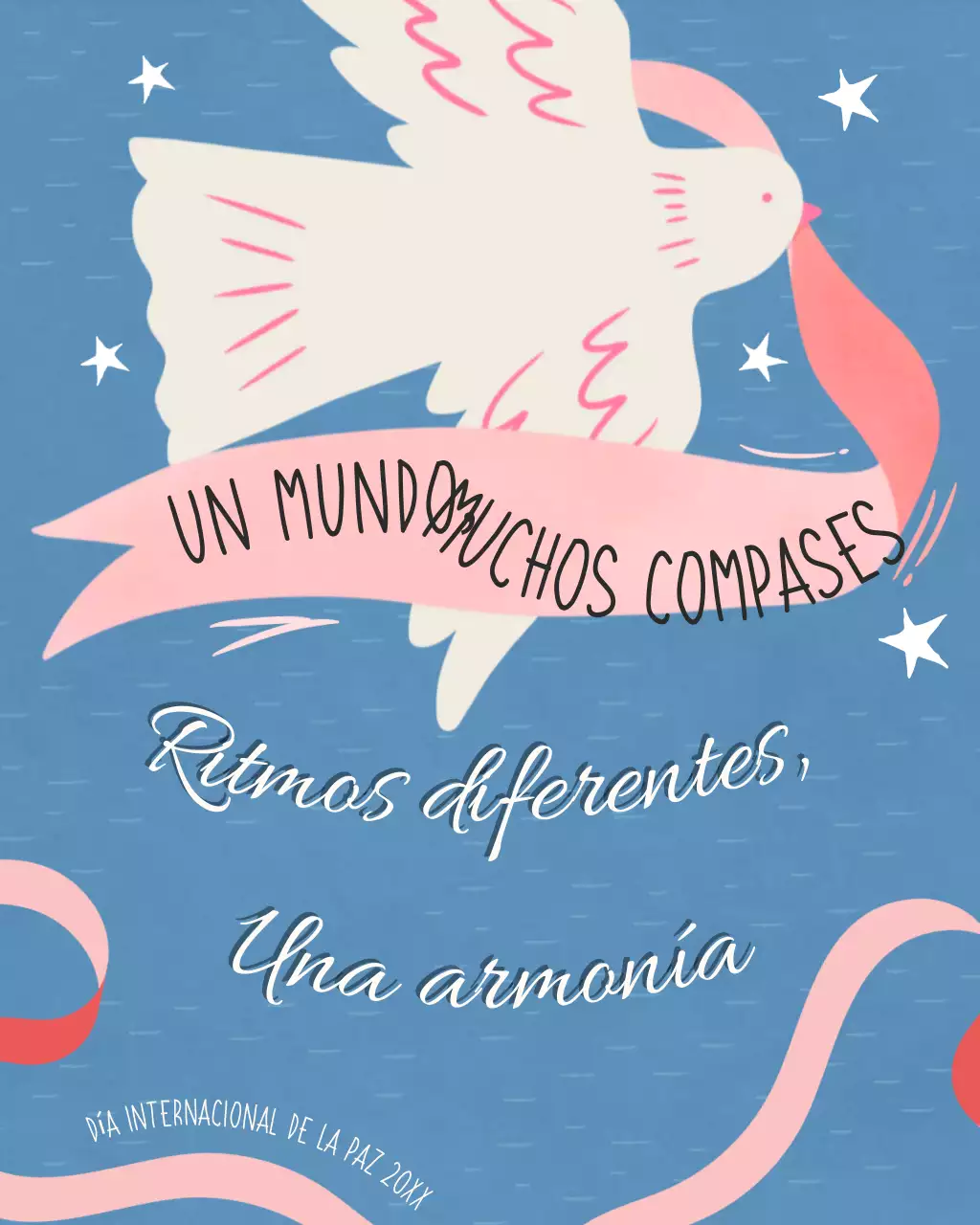 Publicación ilustrativa moderna de Instagram del Día Internacional de la Paz en azul y rosa
