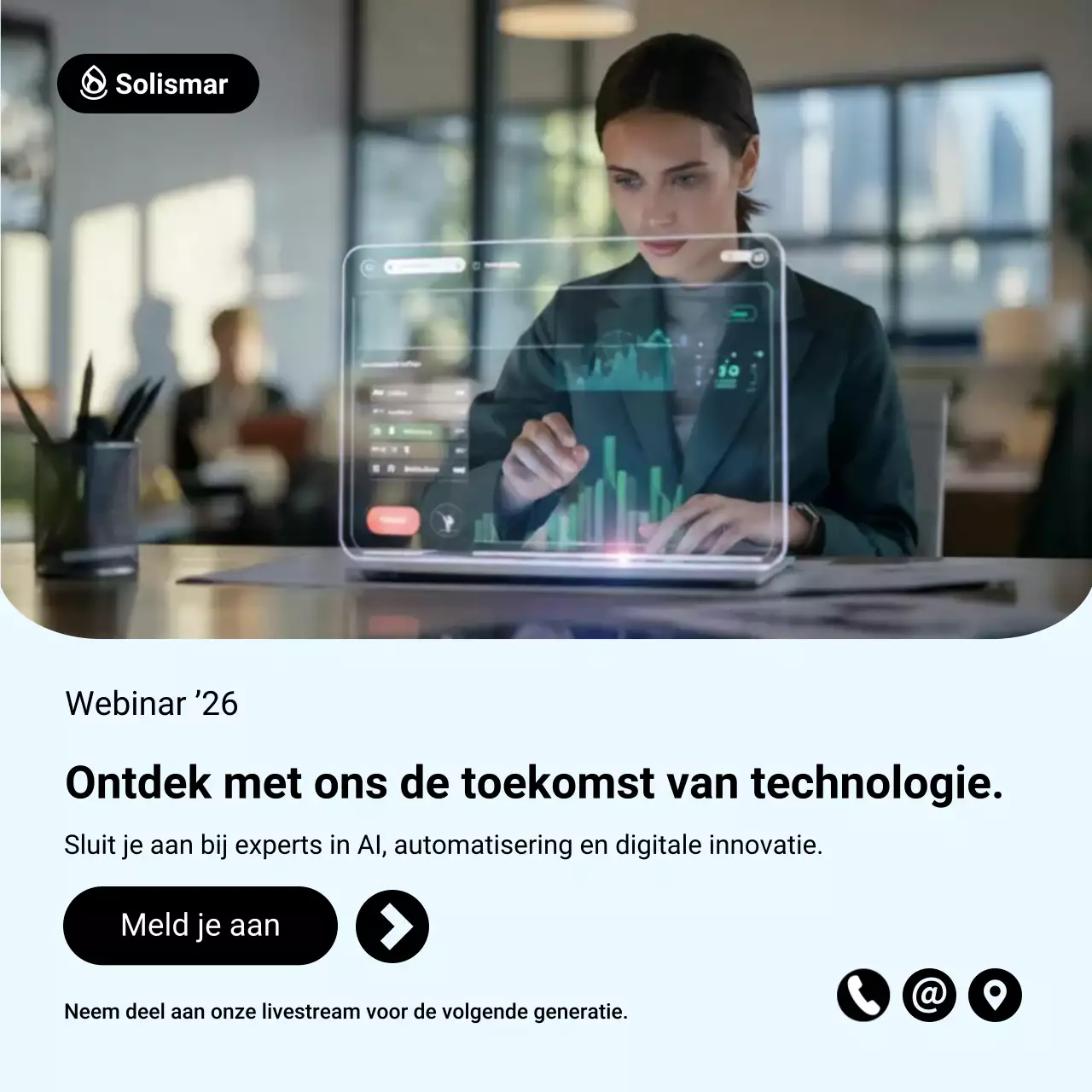 Instagram-bericht voor Blue Modern Tech Webinar-promotie