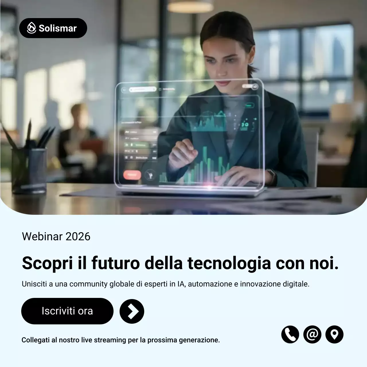 Post di Instagram per la promozione del webinar Blue Modern Tech