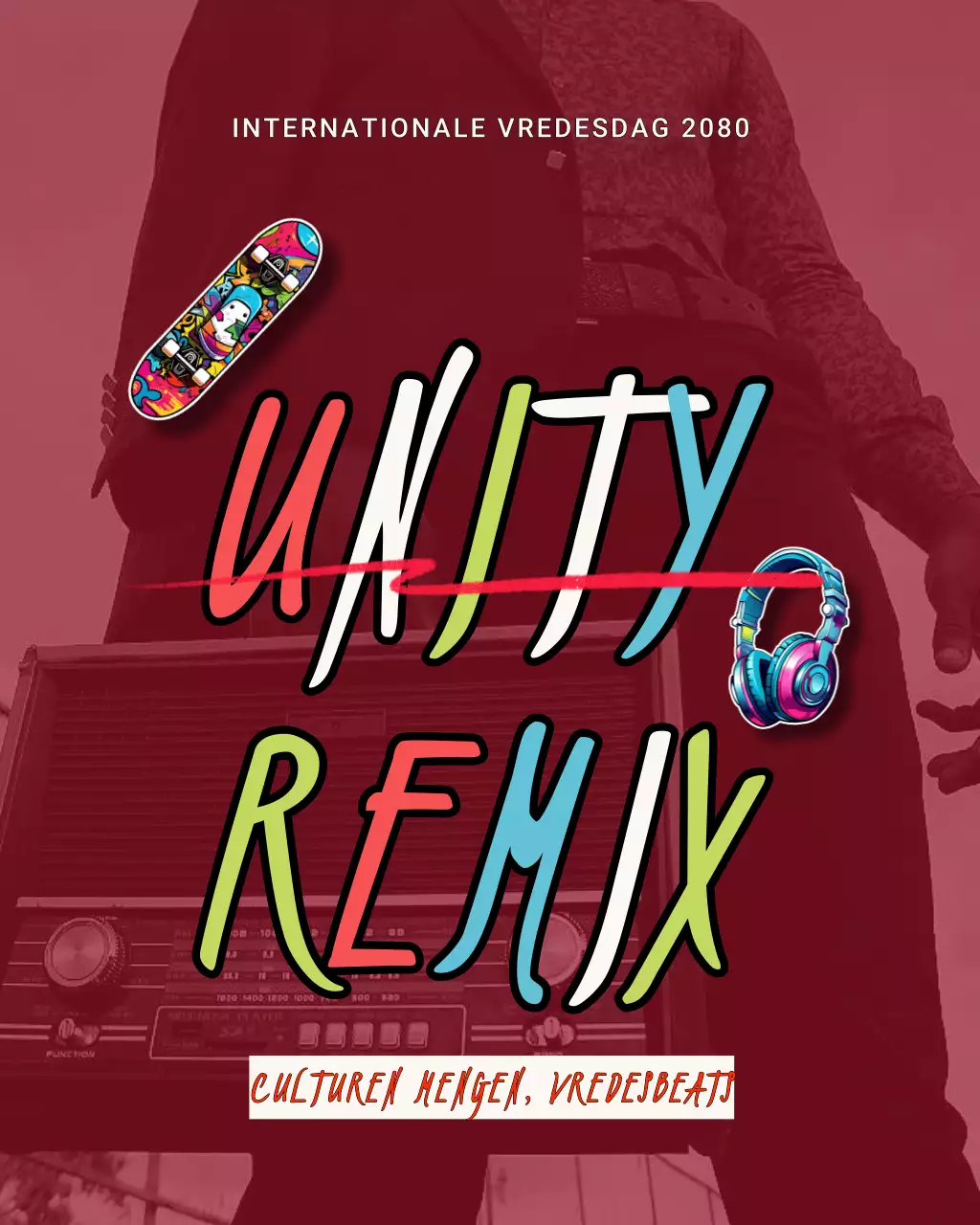 Kleurrijke stedelijke neon Internationale Vredesdag