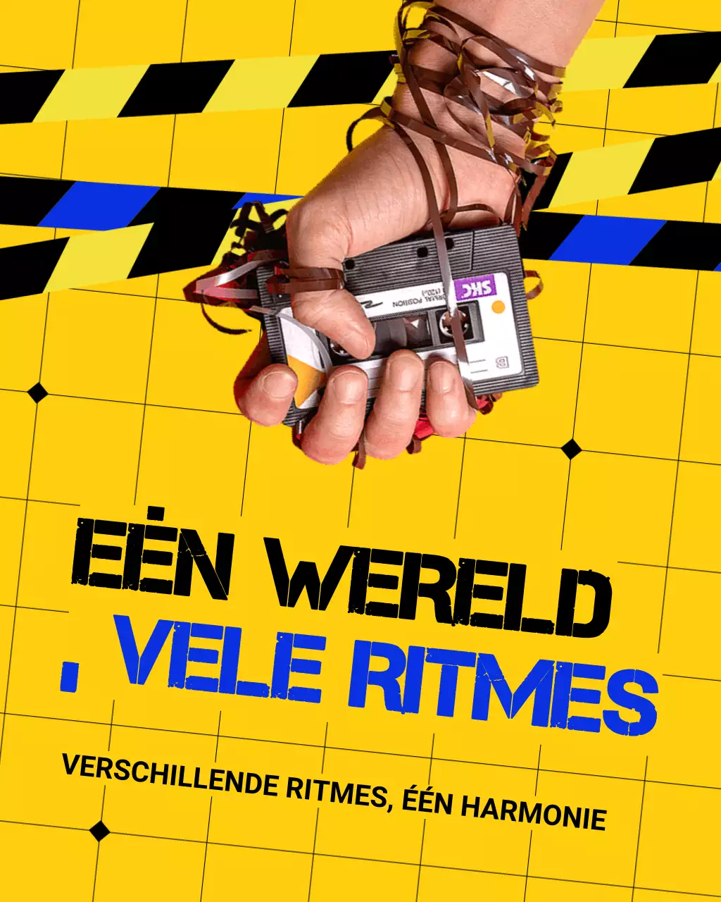 Felgele en blauwe retro popart Internationale vredesdag