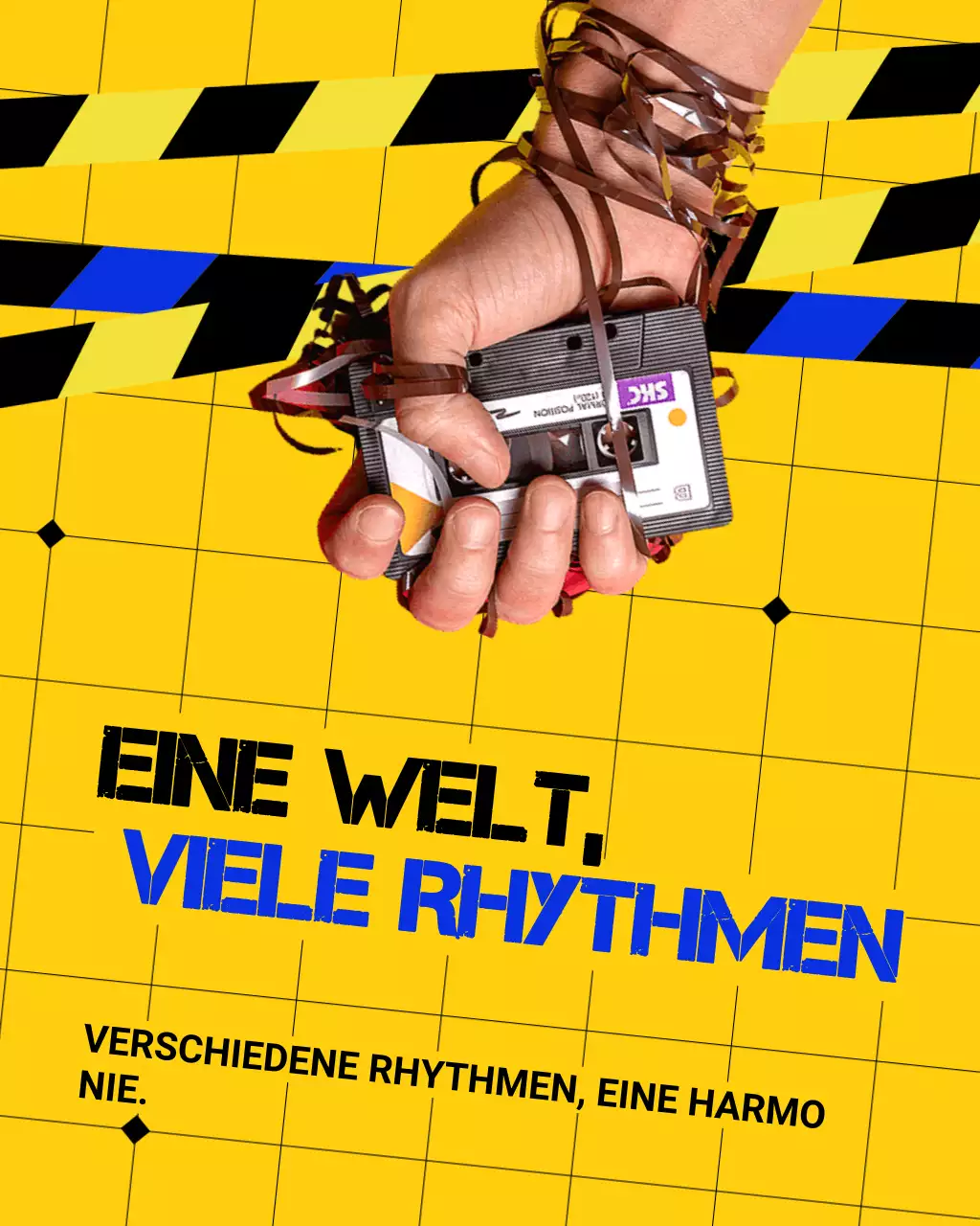 Leuchtend gelbe und blaue Retro-Pop-Art – Internationaler Friedenstag