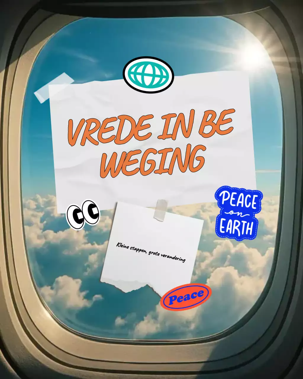 Speelse stickercollage Instagram-post voor Internationale Vredesdag