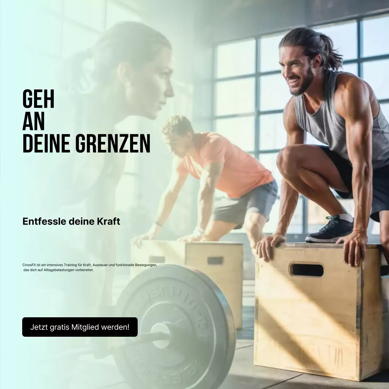 blaugrüne moderne Fitness-Werbung