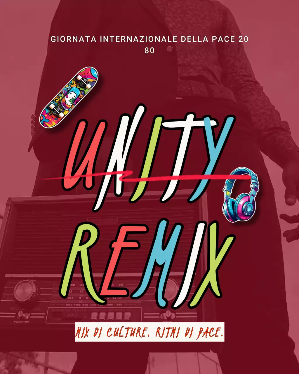 Giornata internazionale della pace al neon urbano colorato