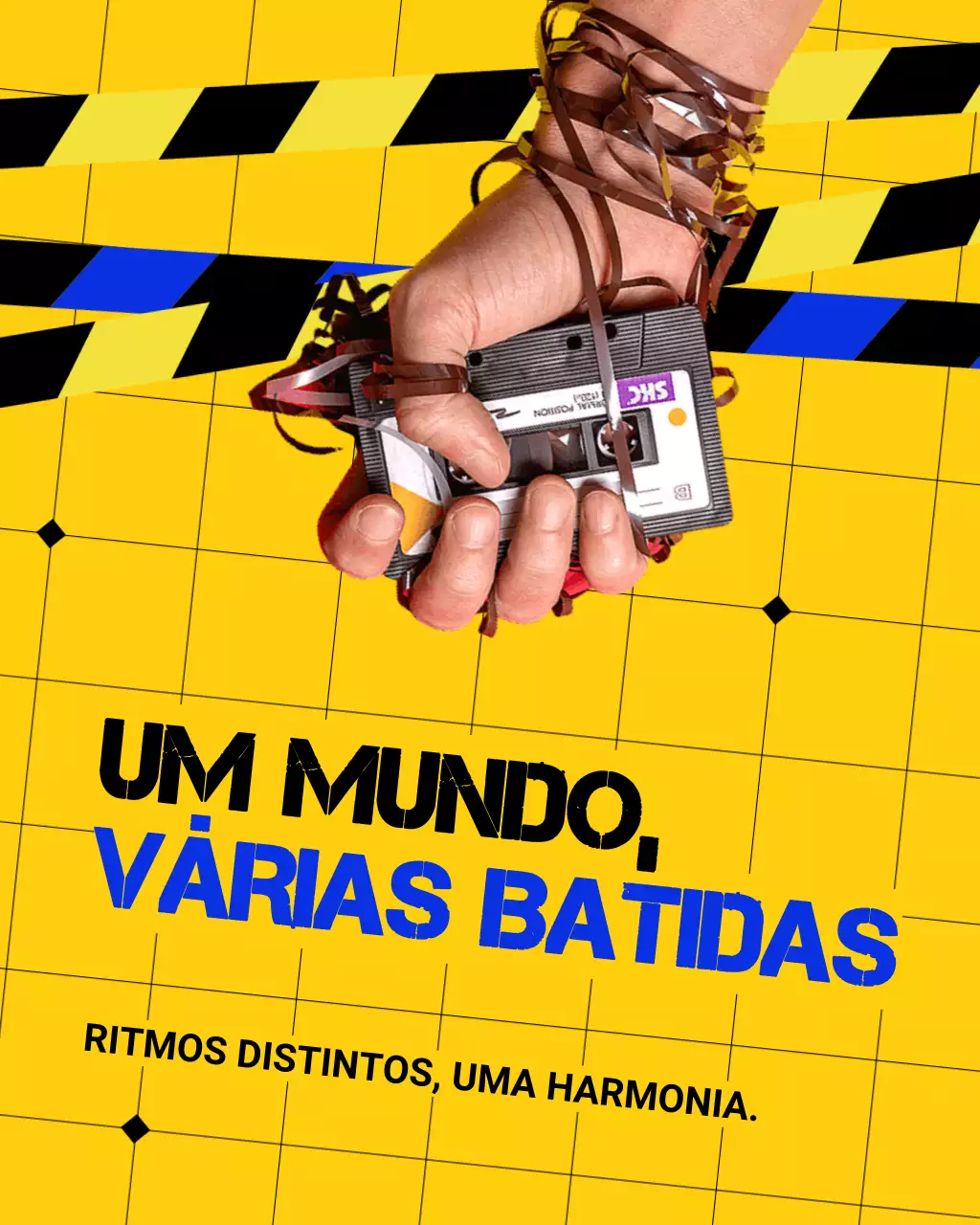Arte Pop Retro Amarela e Azul Brilhante Dia Internacional da Paz