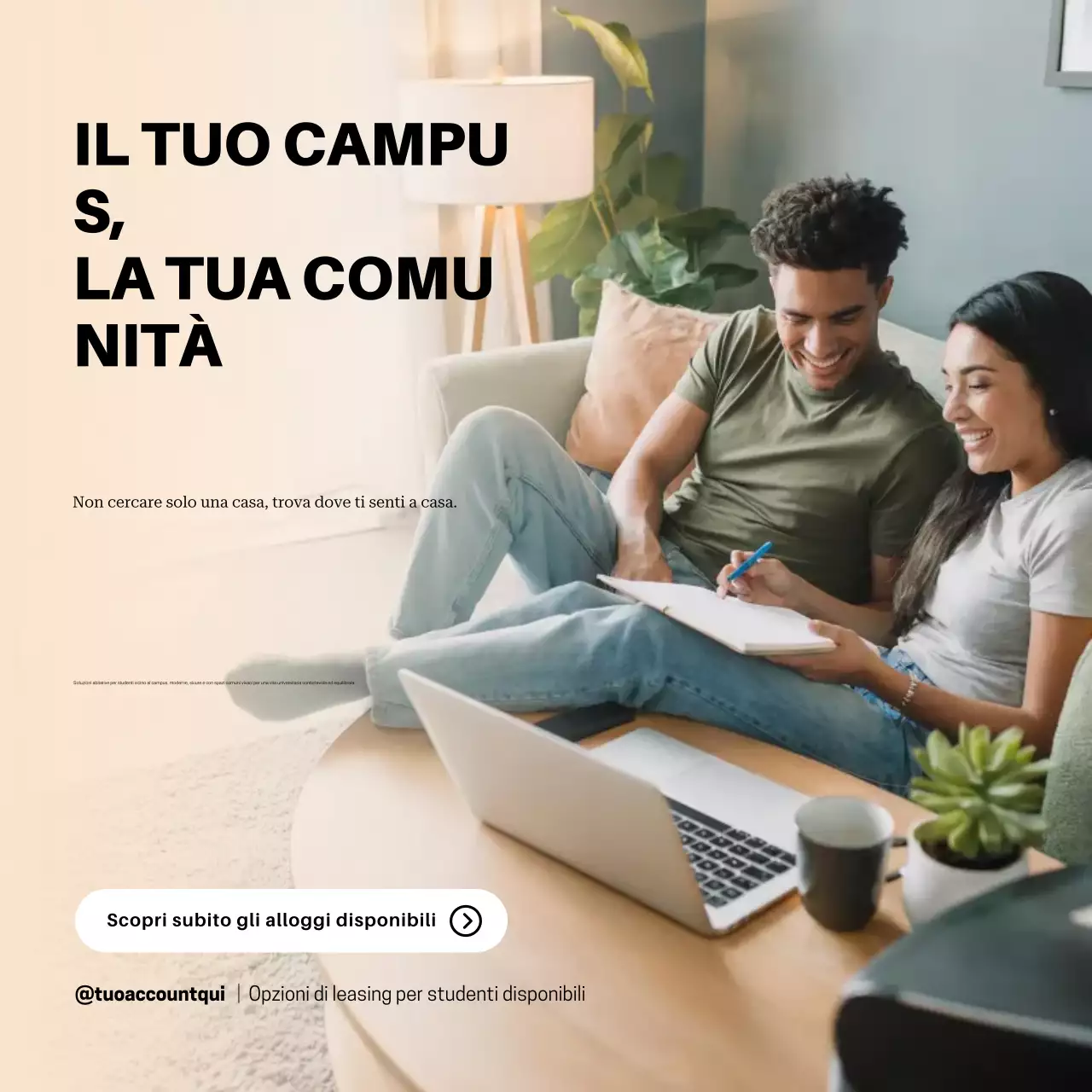 Post Instagram pubblicitario di una casa moderna beige