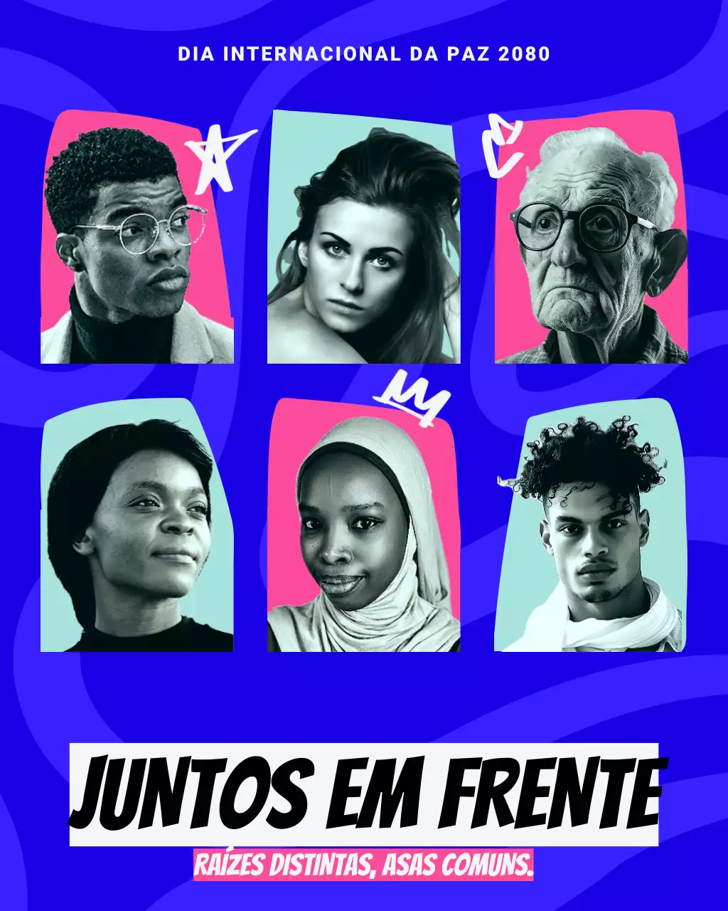 Postagem no Instagram do Dia Internacional da Paz com Pop Moderno Azul e Rosa