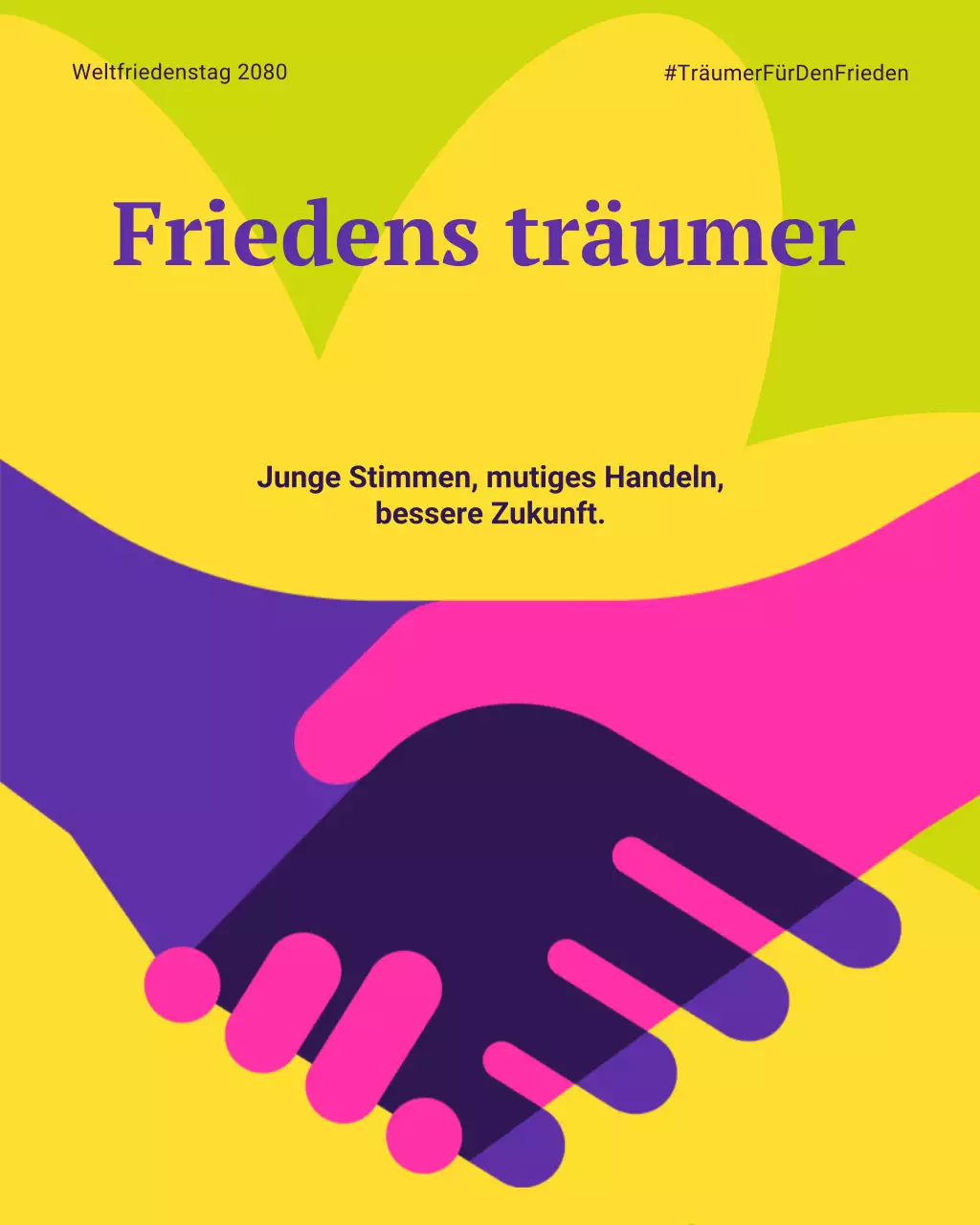 Orangefarbener, kräftiger und verspielter Instagram-Beitrag zum Internationalen Friedenstag