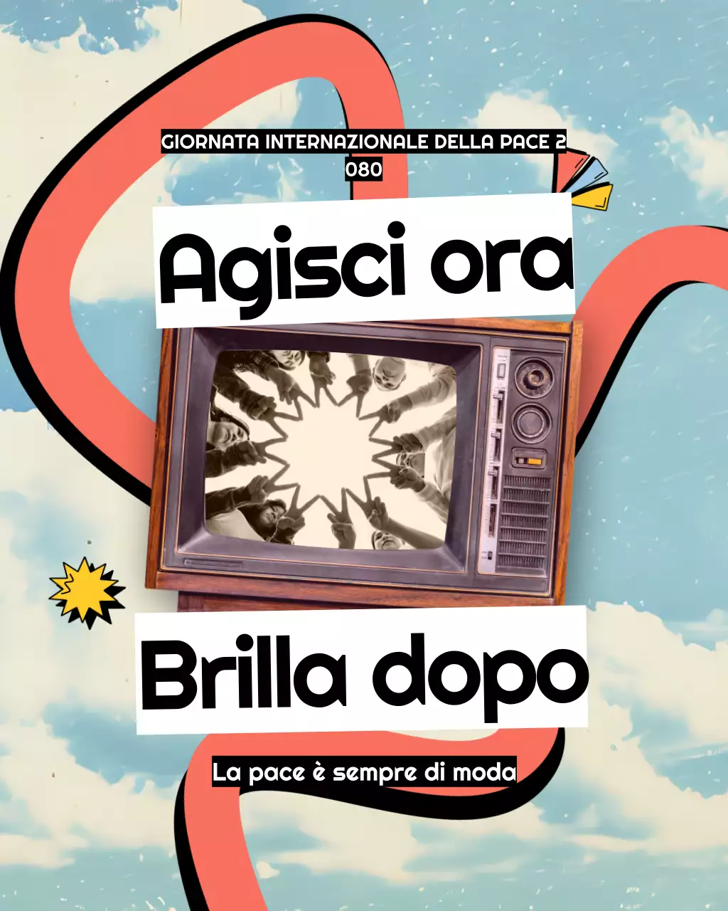 Post Instagram colorato retrò pop per la giornata internazionale della pace