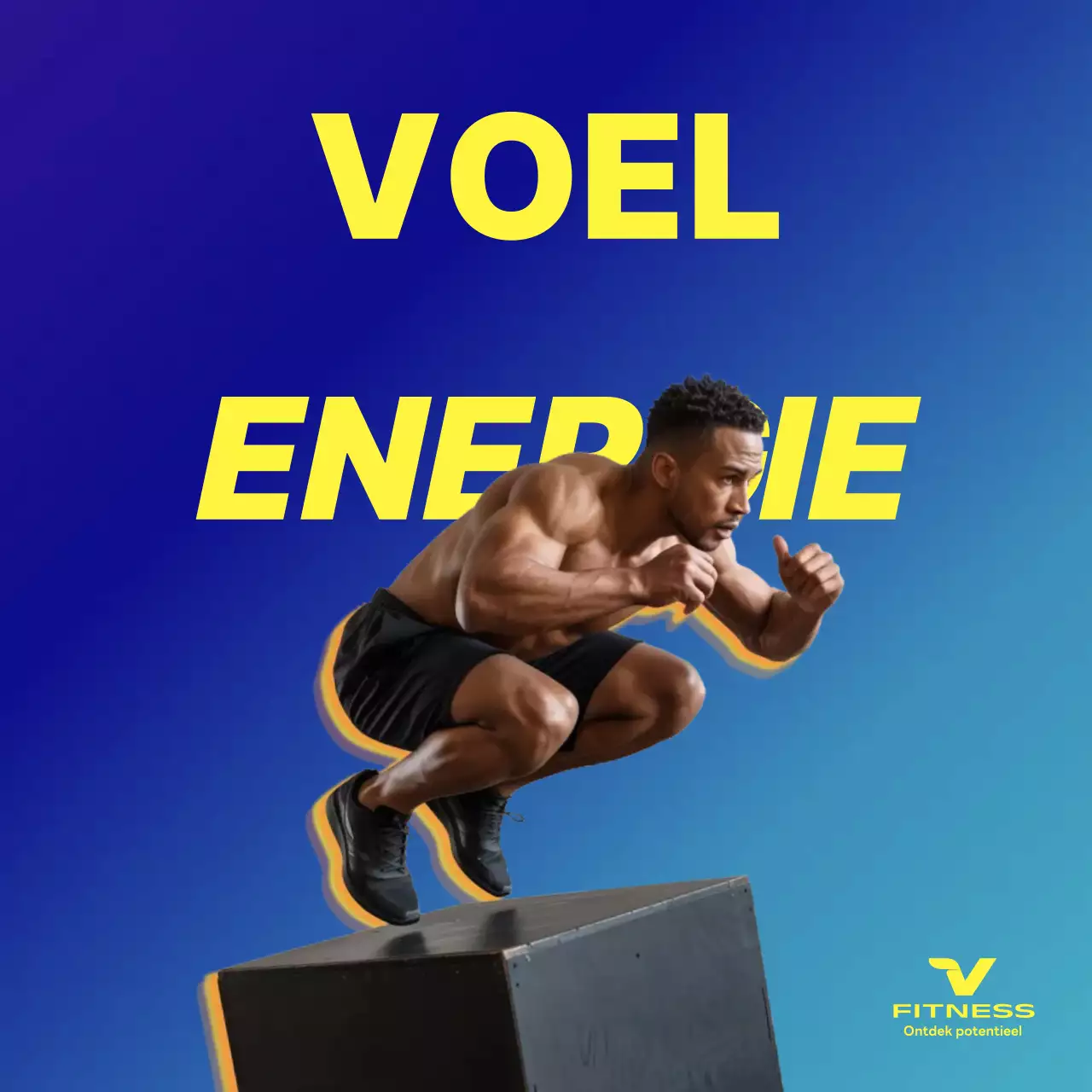 blauwe vetgedrukte fitnesspromotie