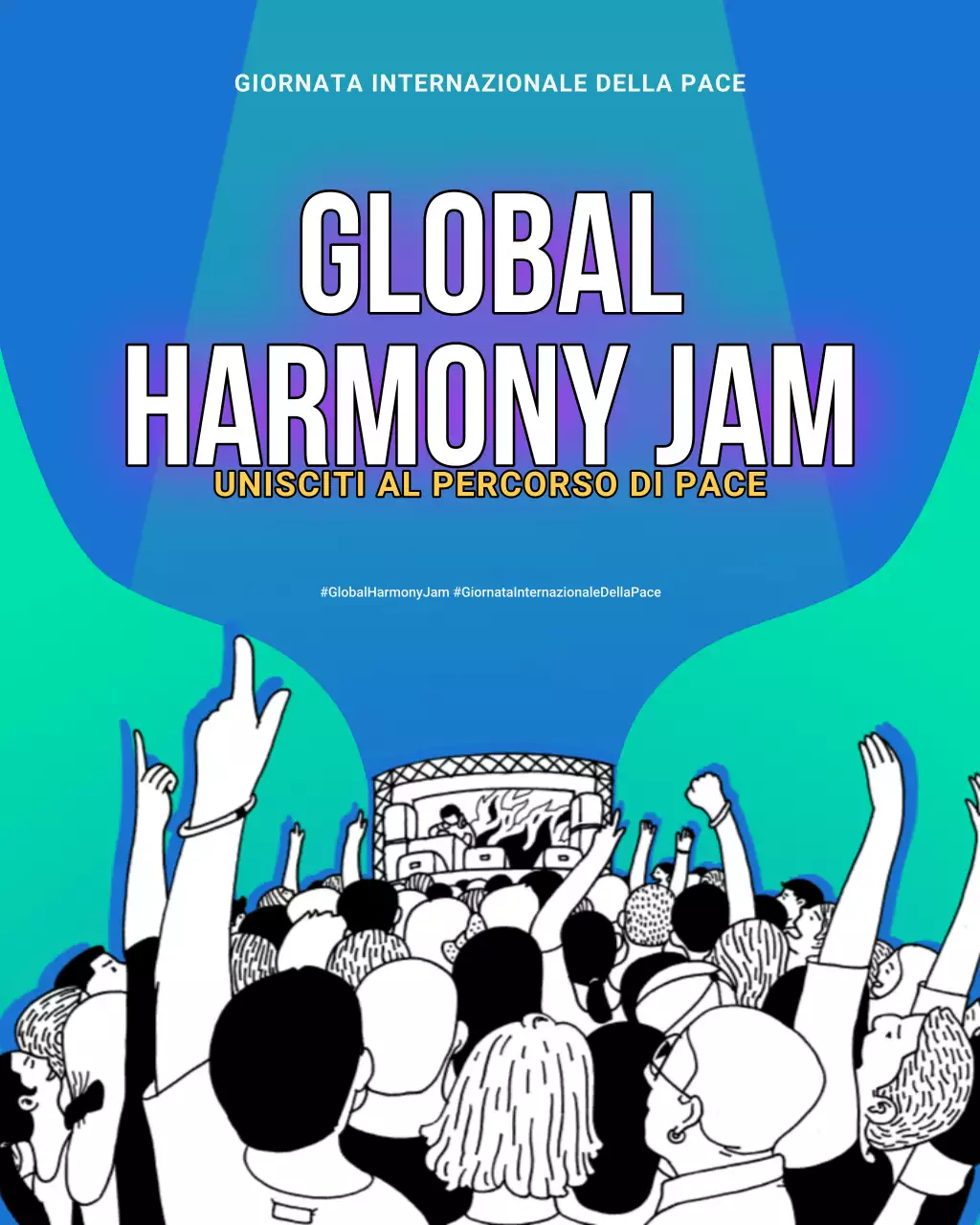 Post Instagram divertente e audace per la Giornata internazionale della pace, in verde neon e blu