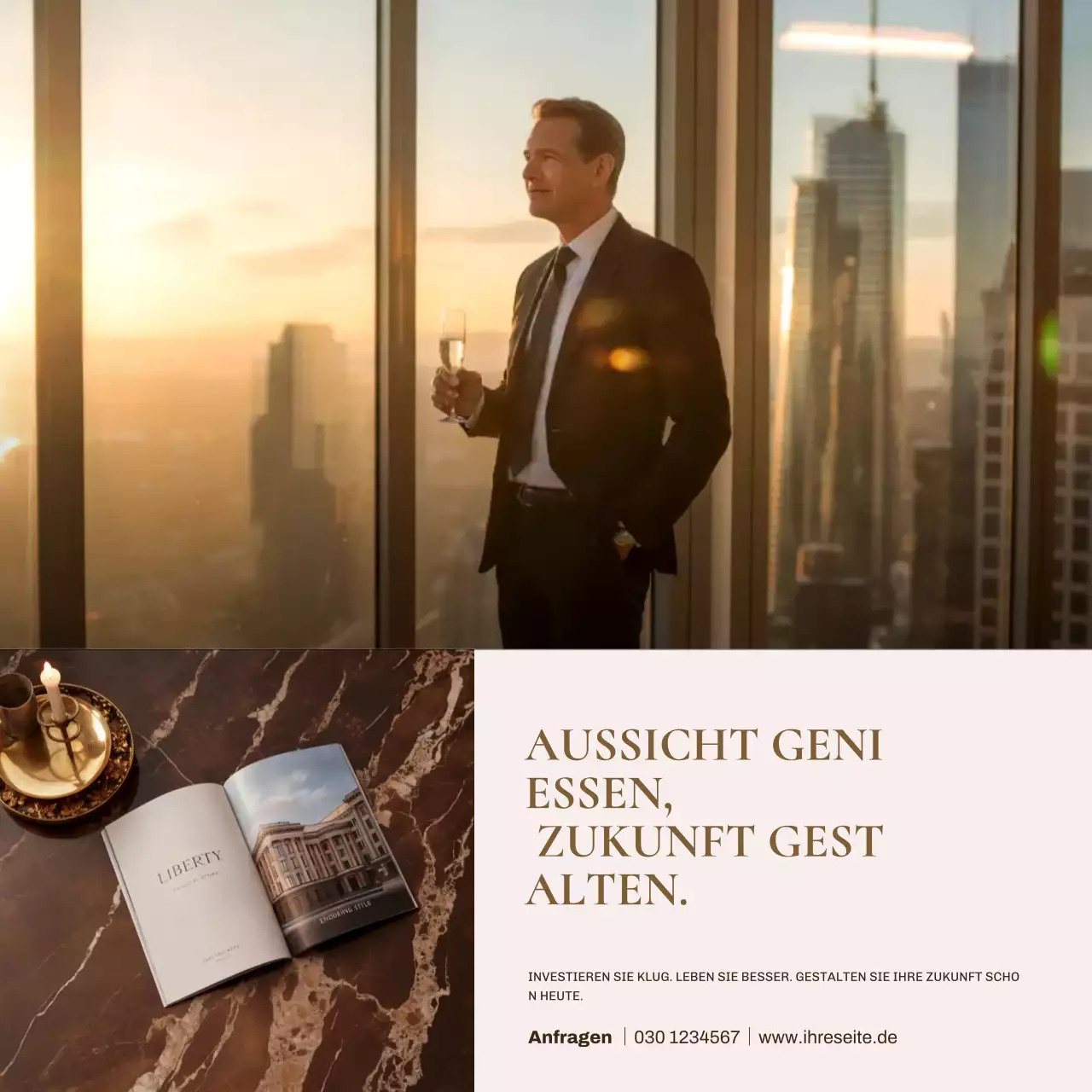 Gold Eleganter Instagram-Beitrag zur Immobilienwerbung