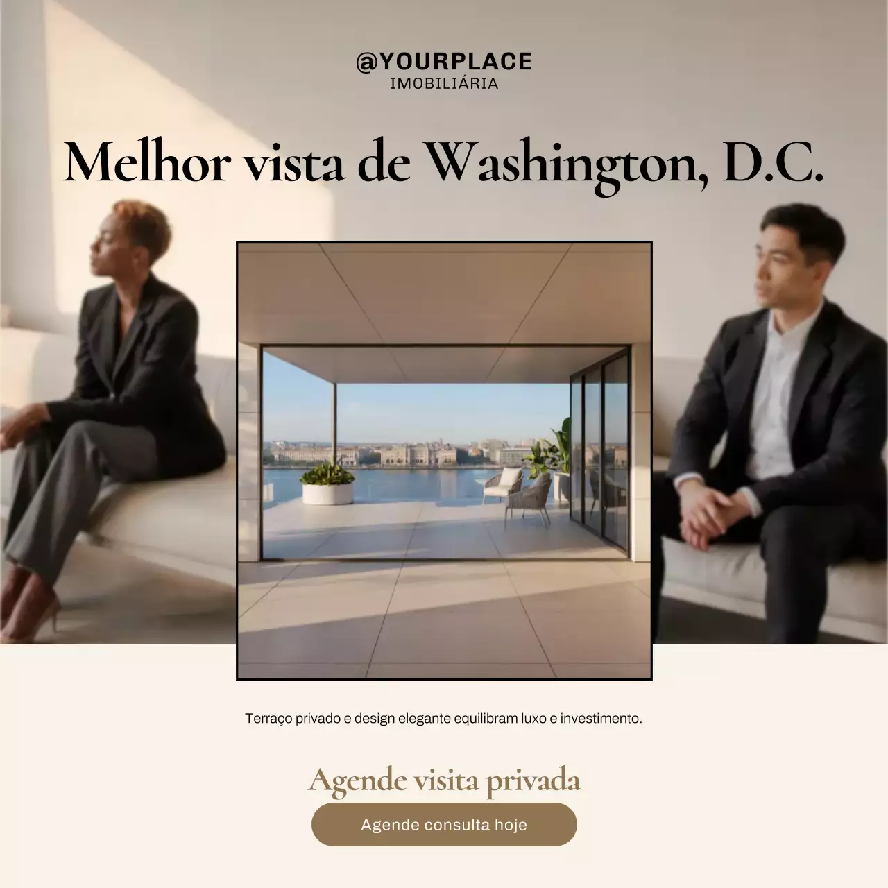 Postagem de promoção imobiliária elegante bege no Instagram