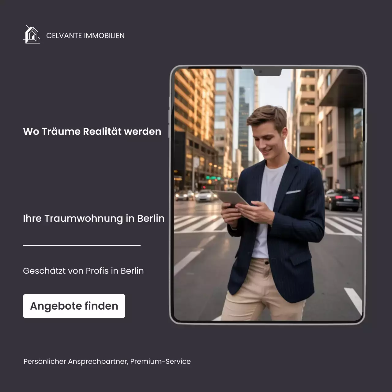 Grauer moderner Instagram-Beitrag zur Immobilienwerbung