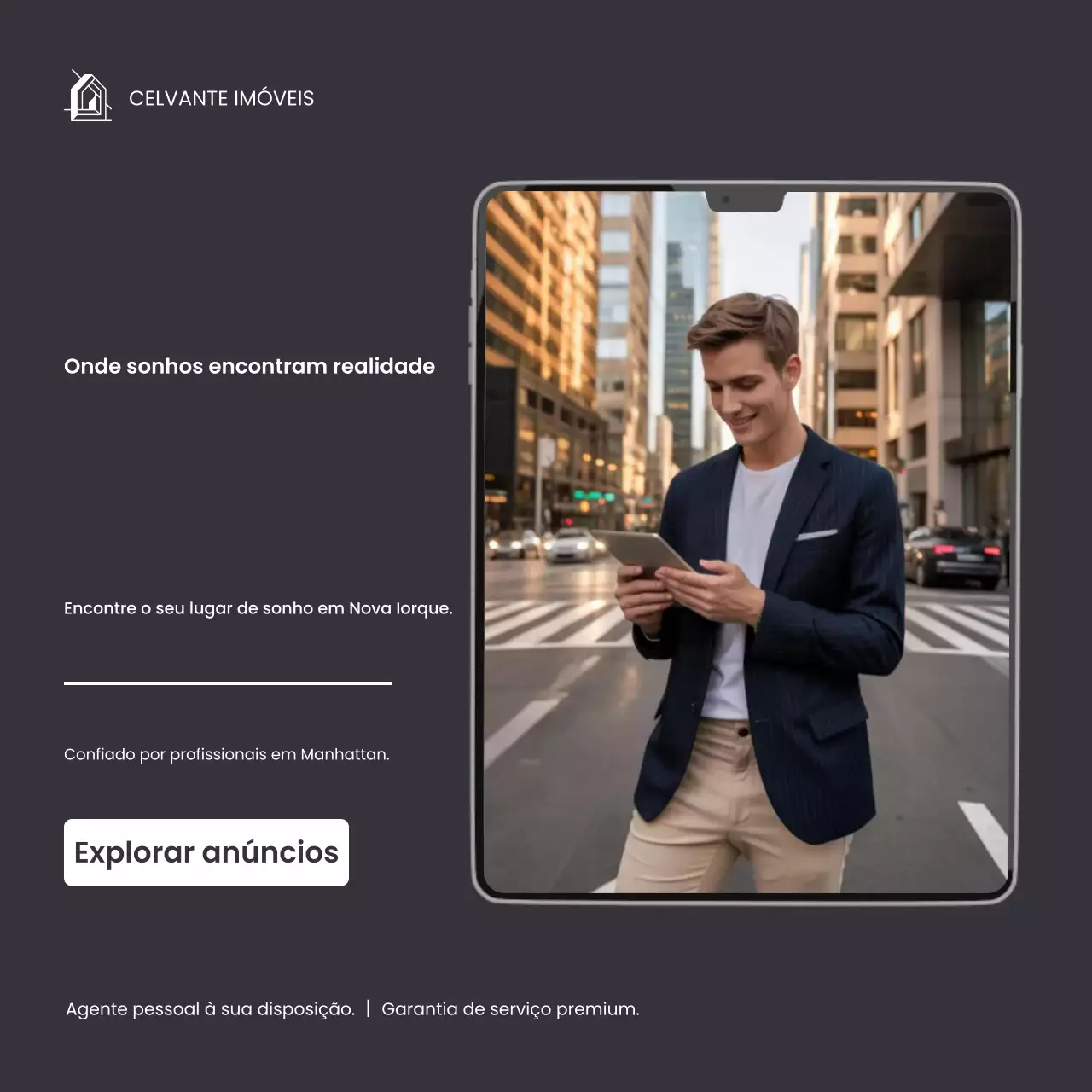 Postagem de promoção imobiliária moderna em cinza no Instagram