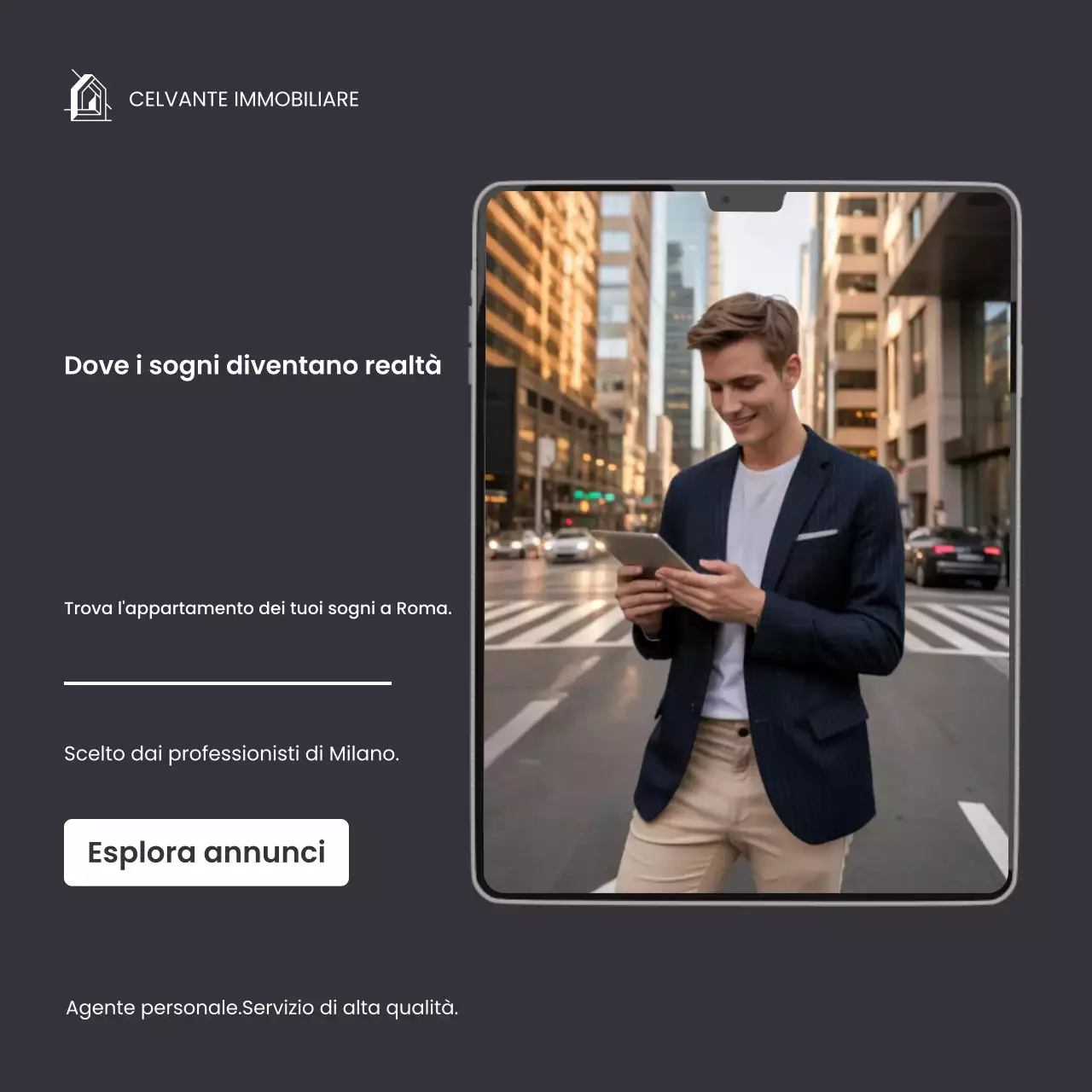 Post Instagram sulla promozione immobiliare moderna grigia