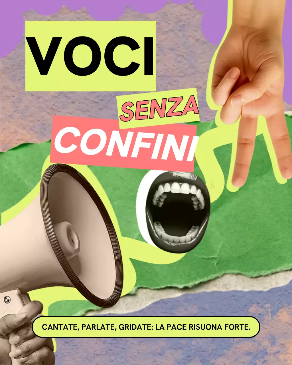 Collage verde e rosa Anti-Design Giornata internazionale della pace