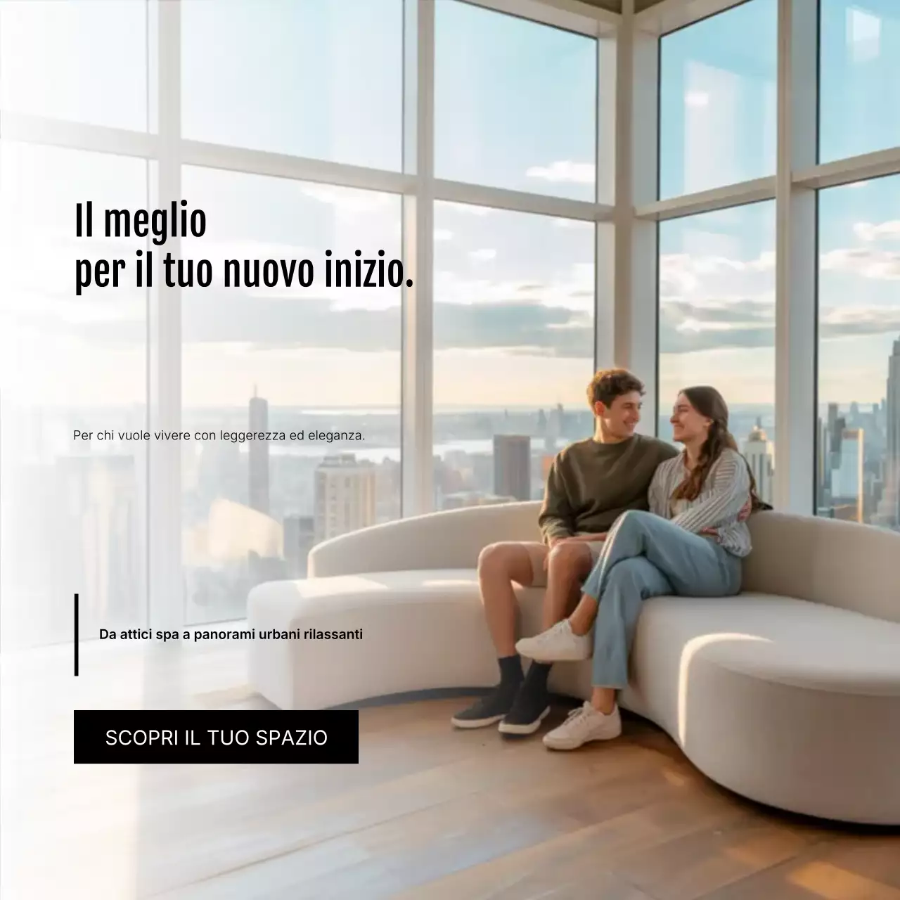 Pubblicità di un attico moderno beige su Instagram