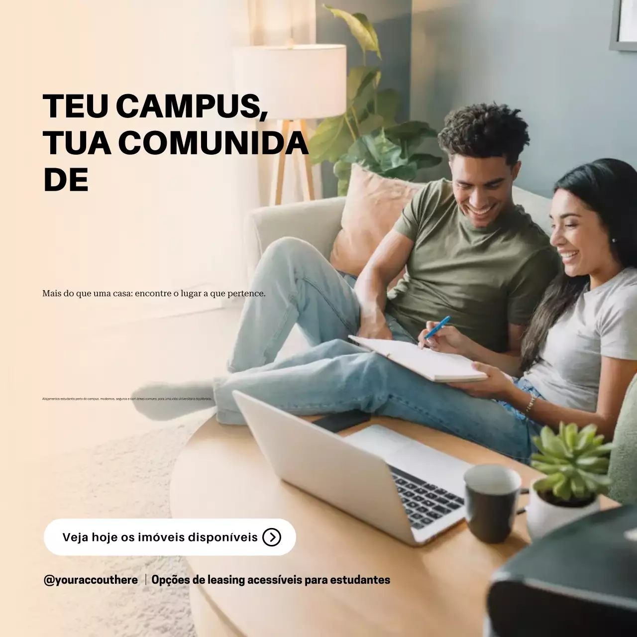 Publicação de anúncio de moradia moderna bege no Instagram
