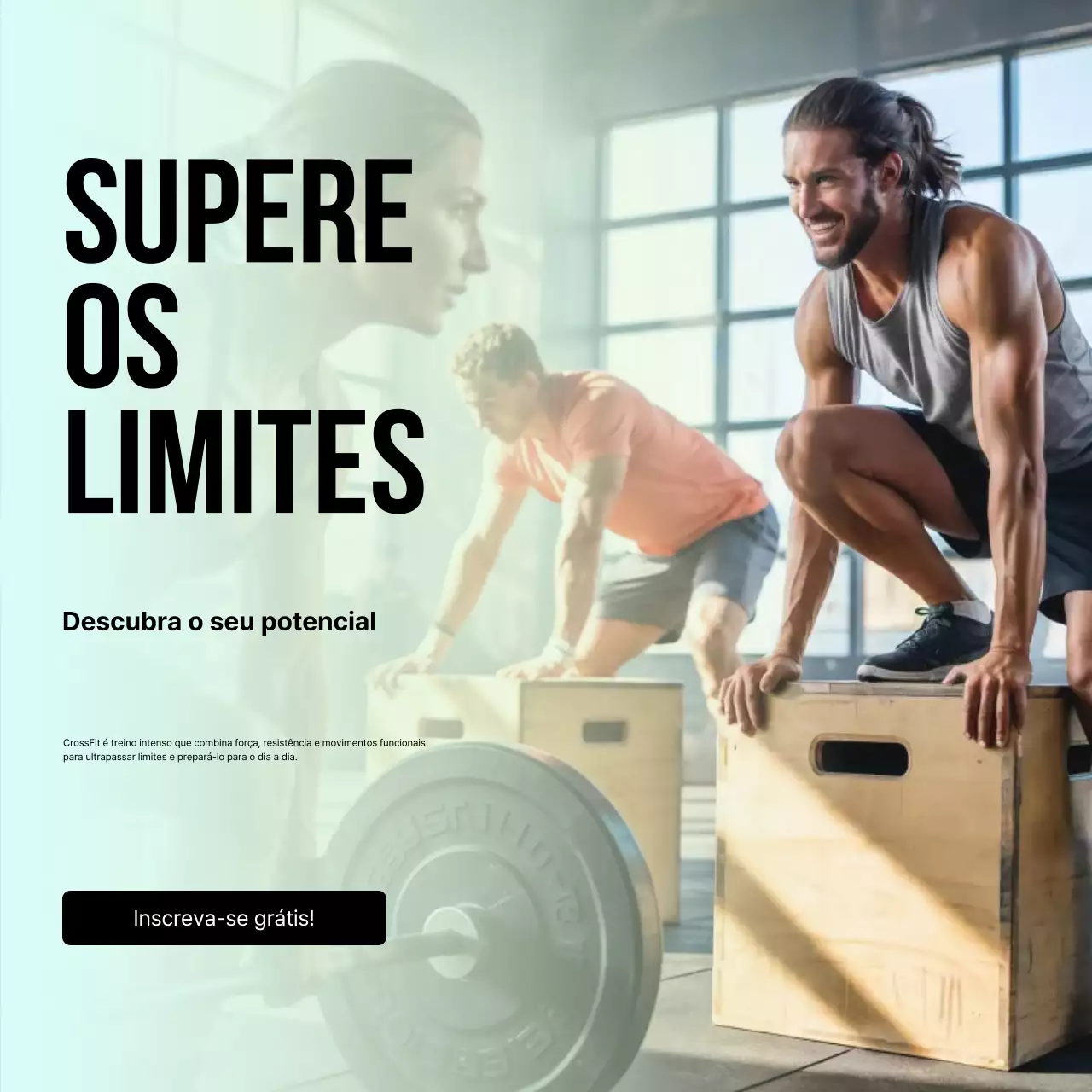 promoção de fitness moderno azul-petróleo