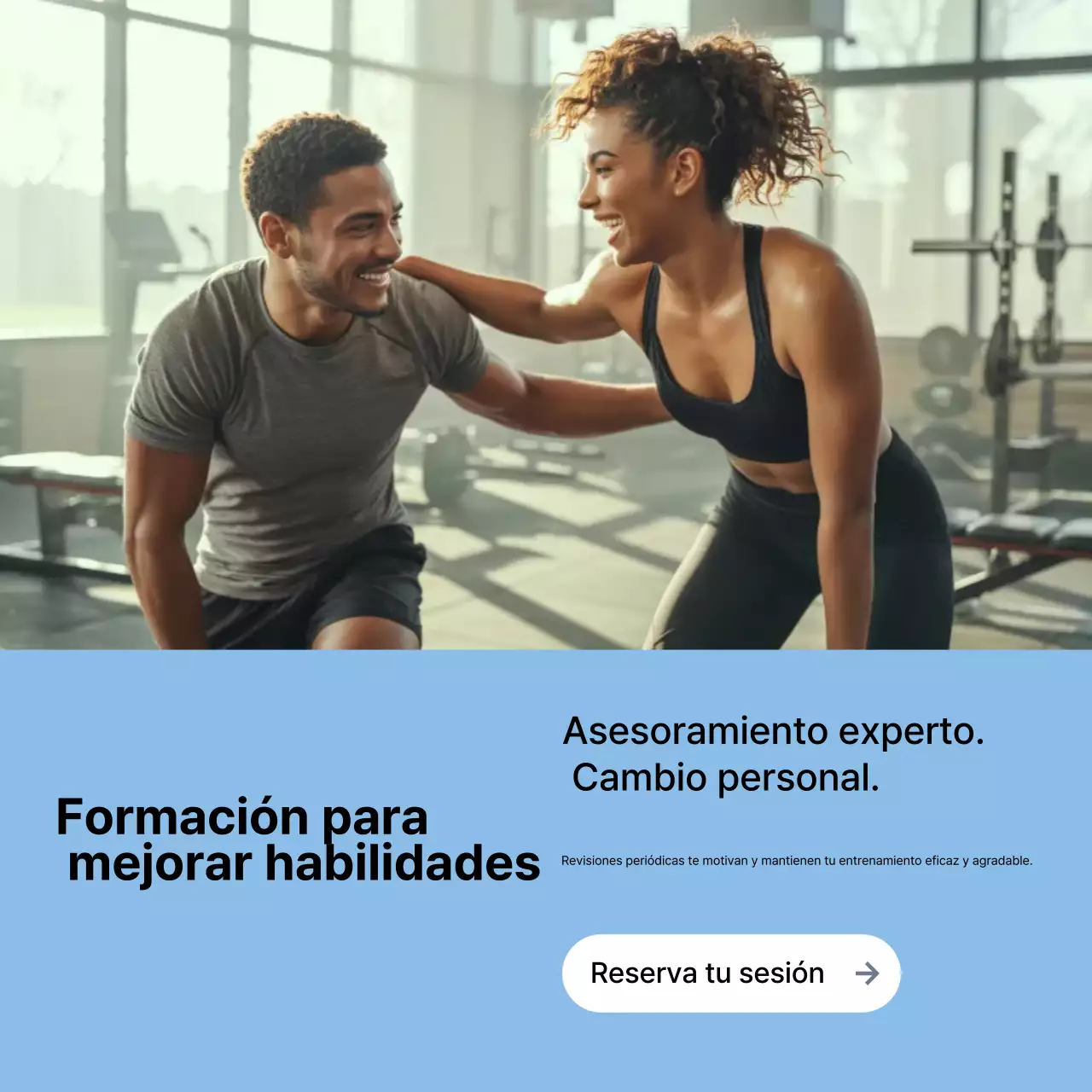 Promoción de fitness moderna azul