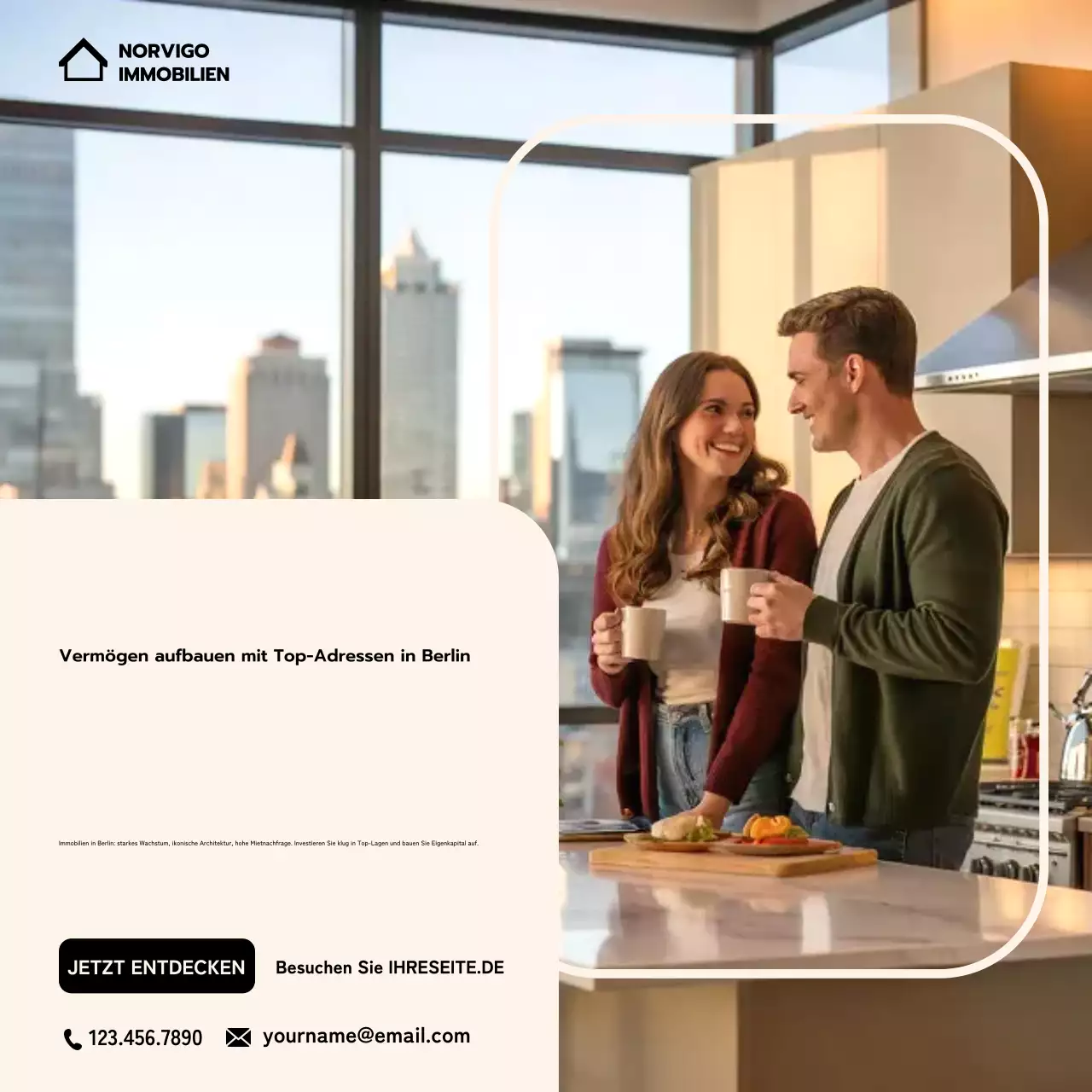 Instagram-Beitrag zur Förderung moderner Immobilien in Beige