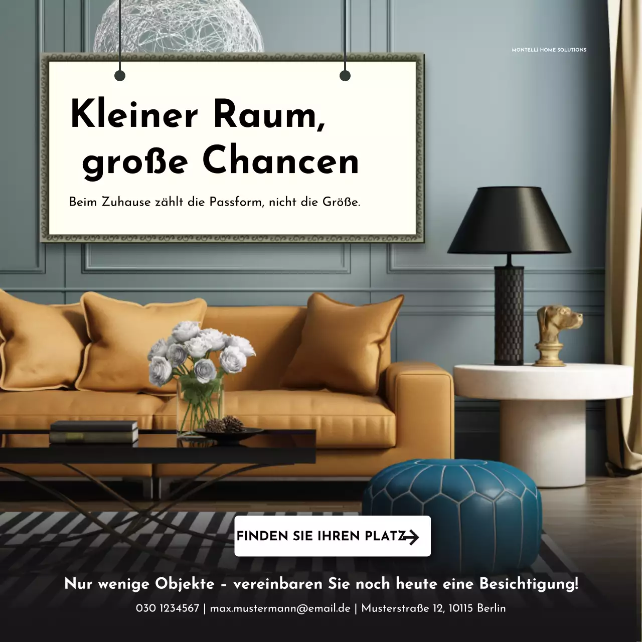 Instagram-Post zur Werbung für ein modernes Haus in Beige