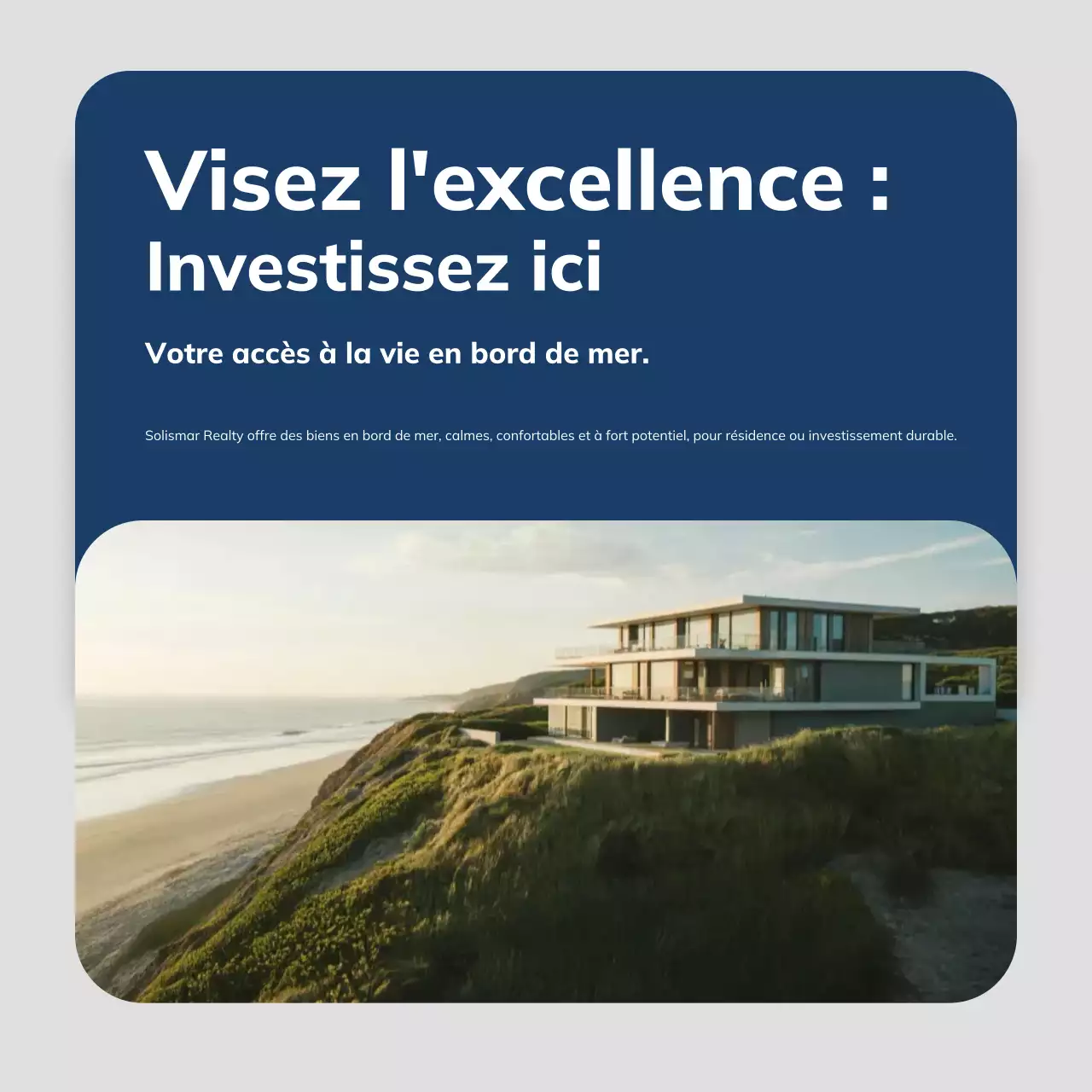 Publication Instagram sur la promotion immobilière moderne et bleue