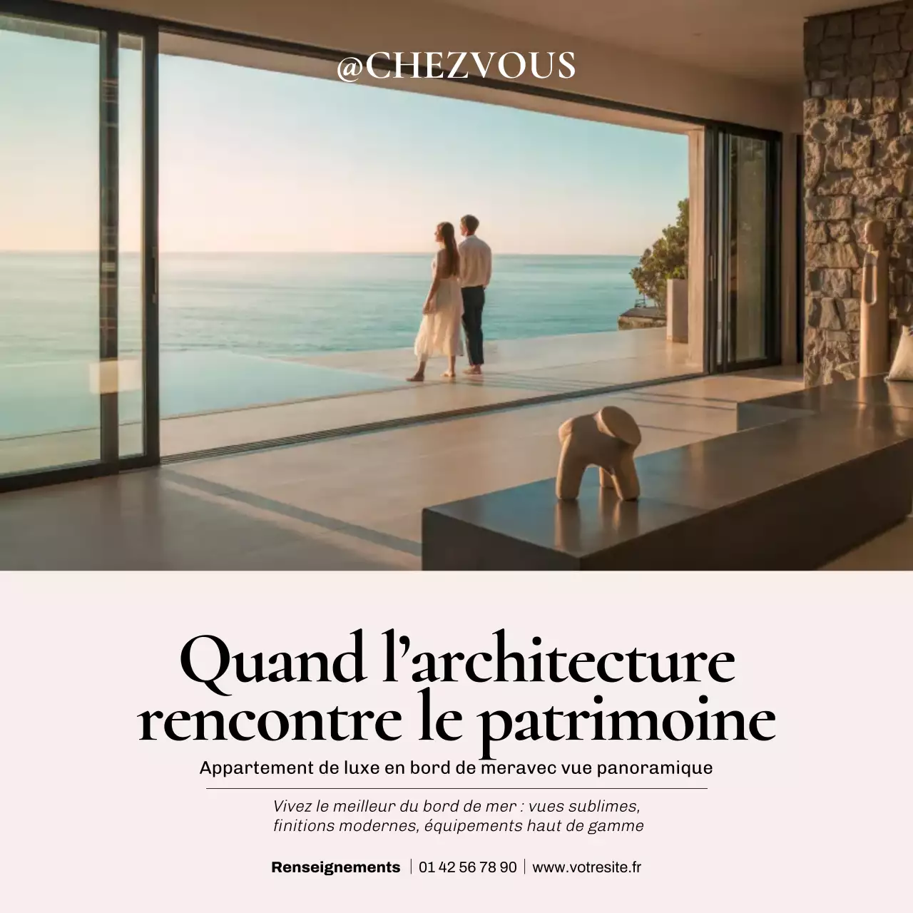 Publication Instagram de promotion d'un condo moderne beige