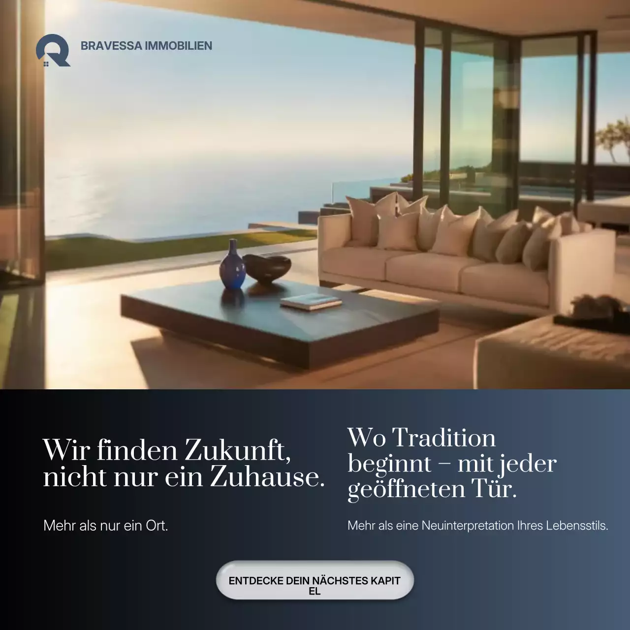 Instagram-Beitrag zur Förderung moderner Immobilien in Beige