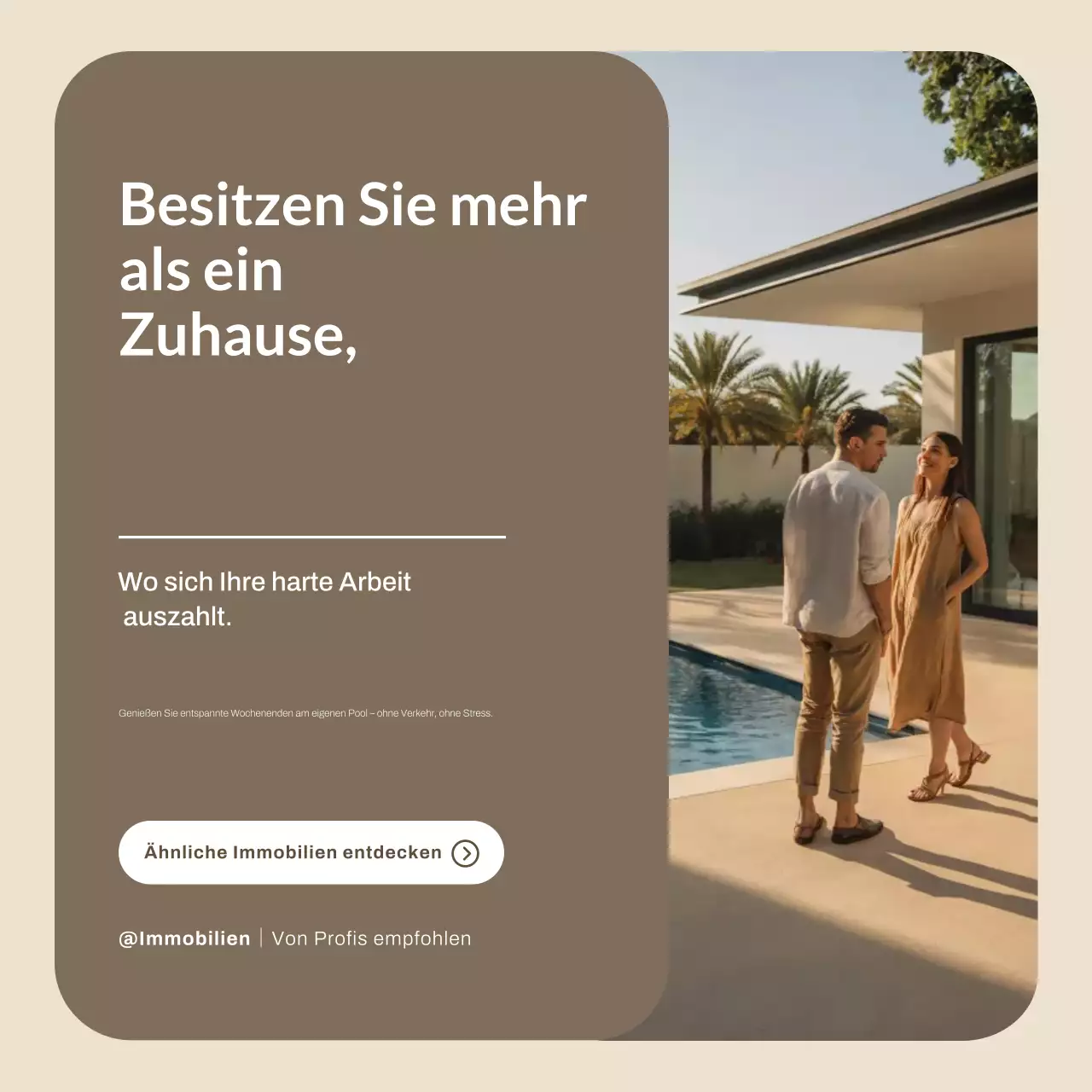 Instagram-Beitrag zur Förderung moderner Immobilien in Beige