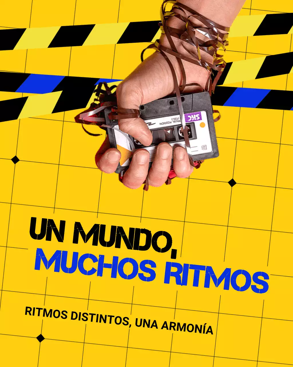 Arte pop retro amarillo y azul brillante Día Internacional de la Paz