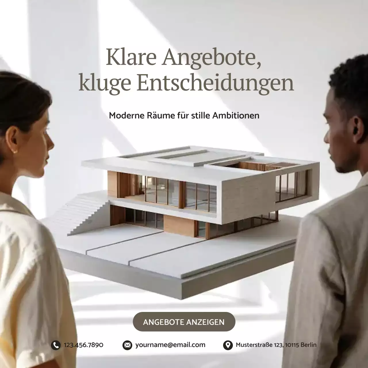 Beigefarbener moderner Instagram-Beitrag zur Immobilienwerbung