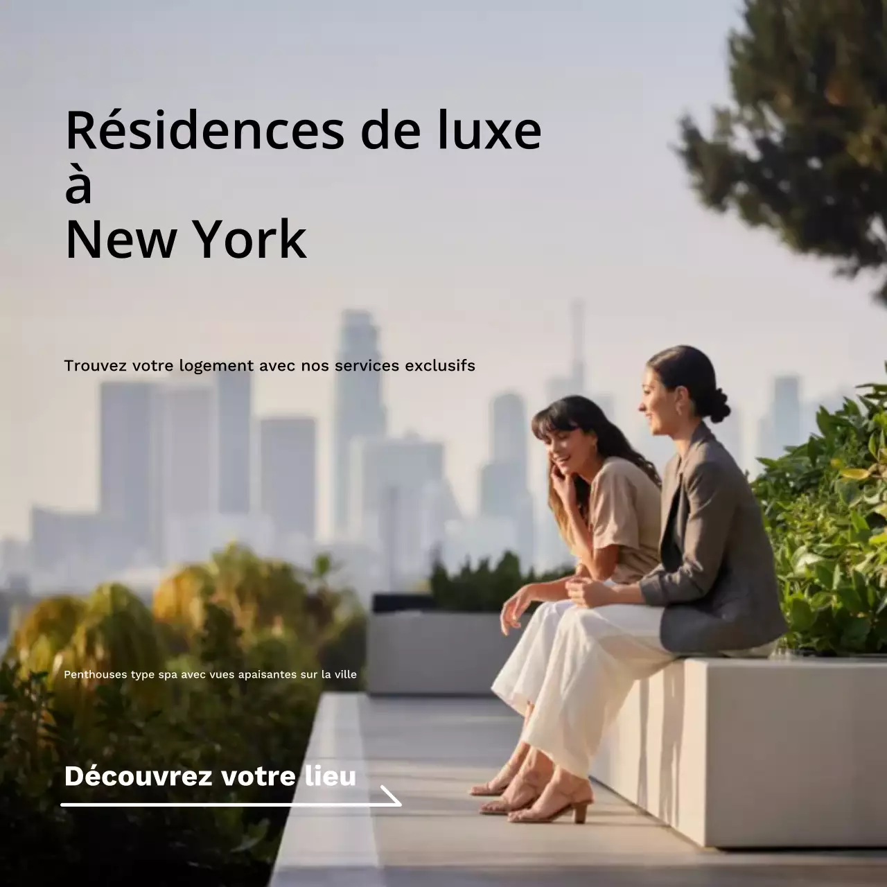 Publication Instagram d'une publicité immobilière beige et moderne